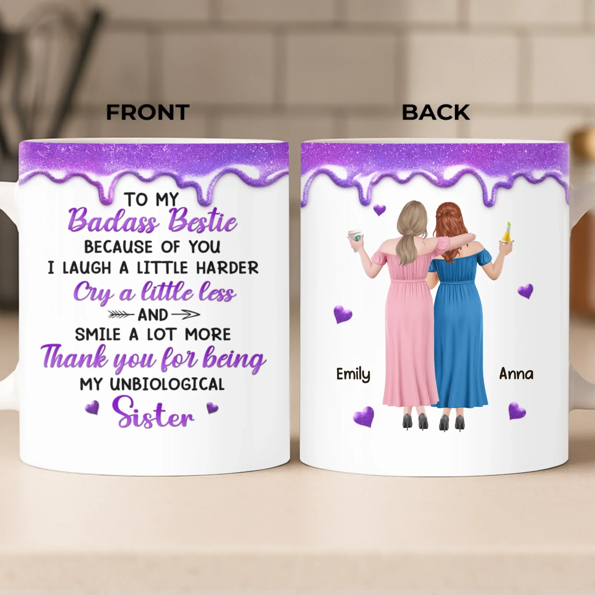 Custom Mug - Personalized Best Friend Birthday Gifts For Women, Besties, Sisters, BFF - Besties Making Life Shine Brighter - Image 3
