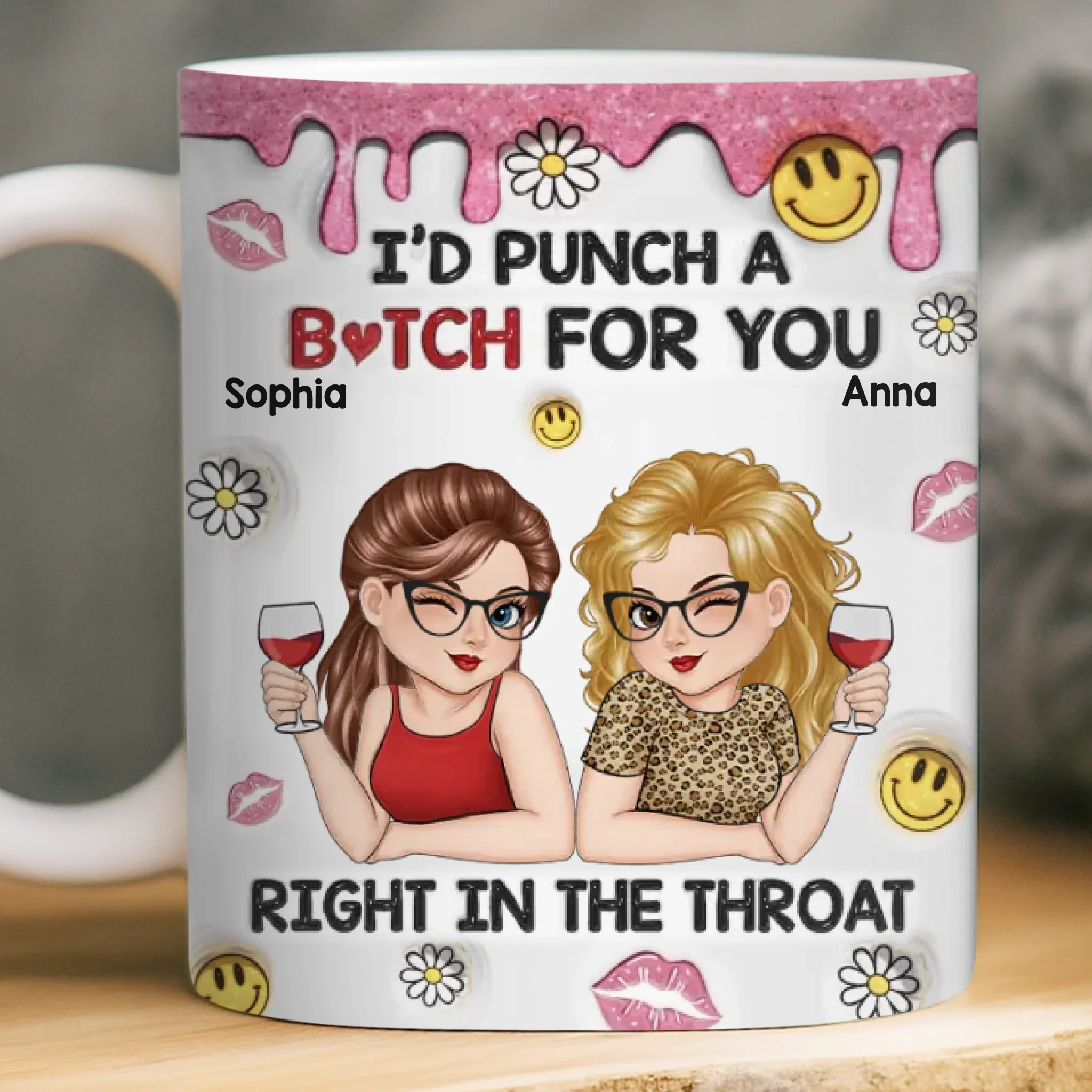 Custom Mug - Personalized Best Friend Birthday Gifts For Women, Besties, Sisters, BFF - Laugh More With You - Image 2
