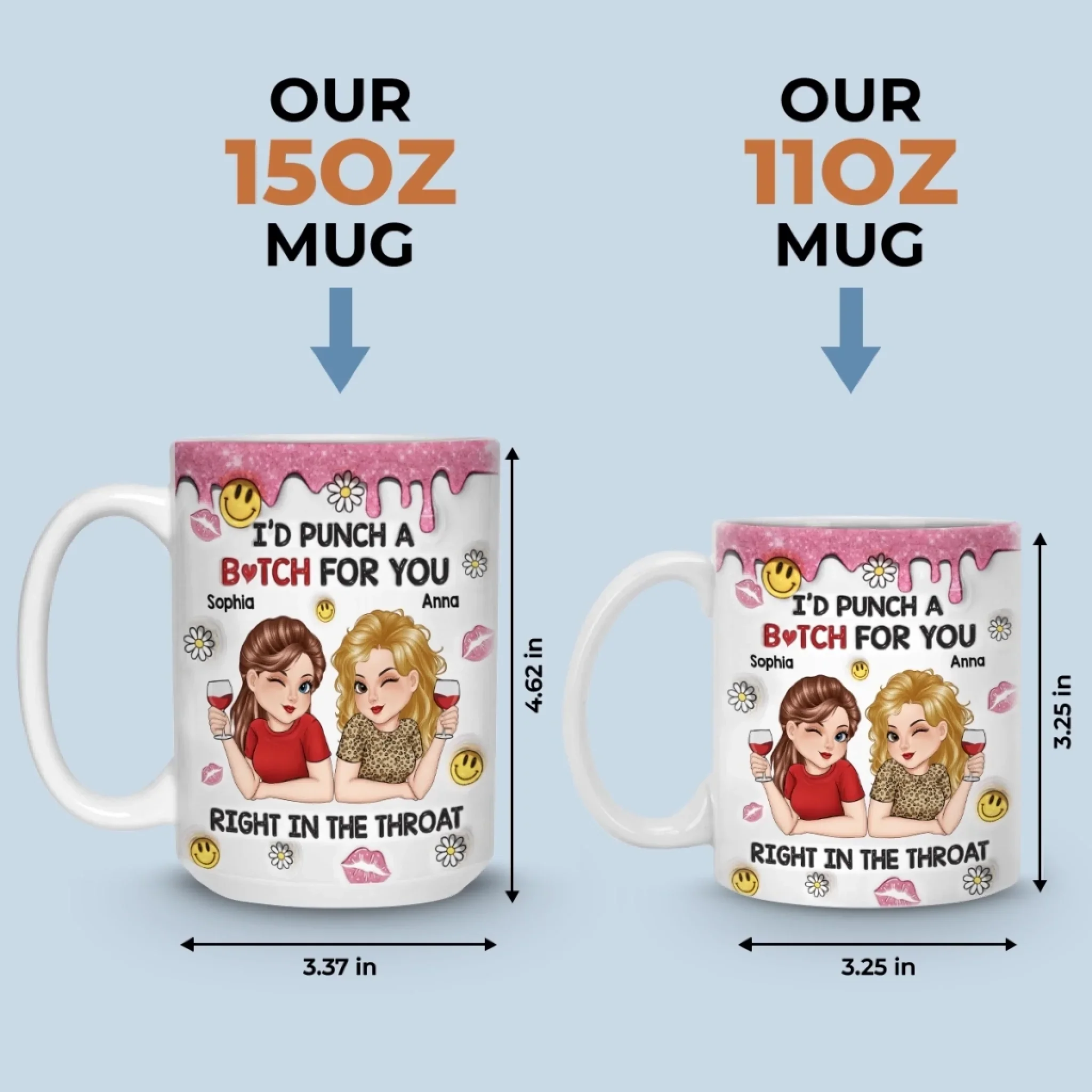 Custom Mug - Personalized Best Friend Birthday Gifts For Women, Besties, Sisters, BFF - Laugh More With You - Image 7