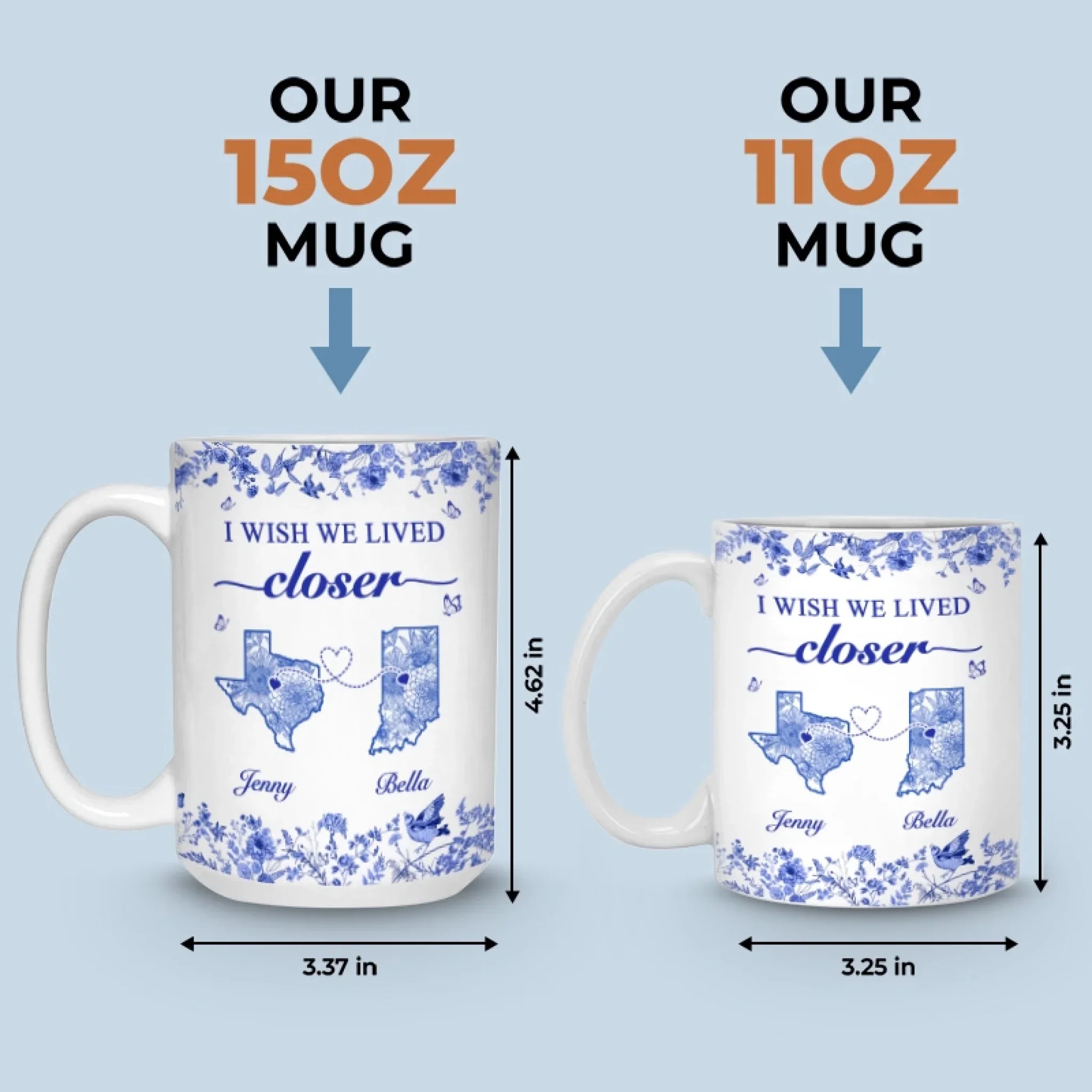 Custom Mug - Personalized Best Friend Birthday Gifts For Women - I Wish We Lived Closer - Image 7