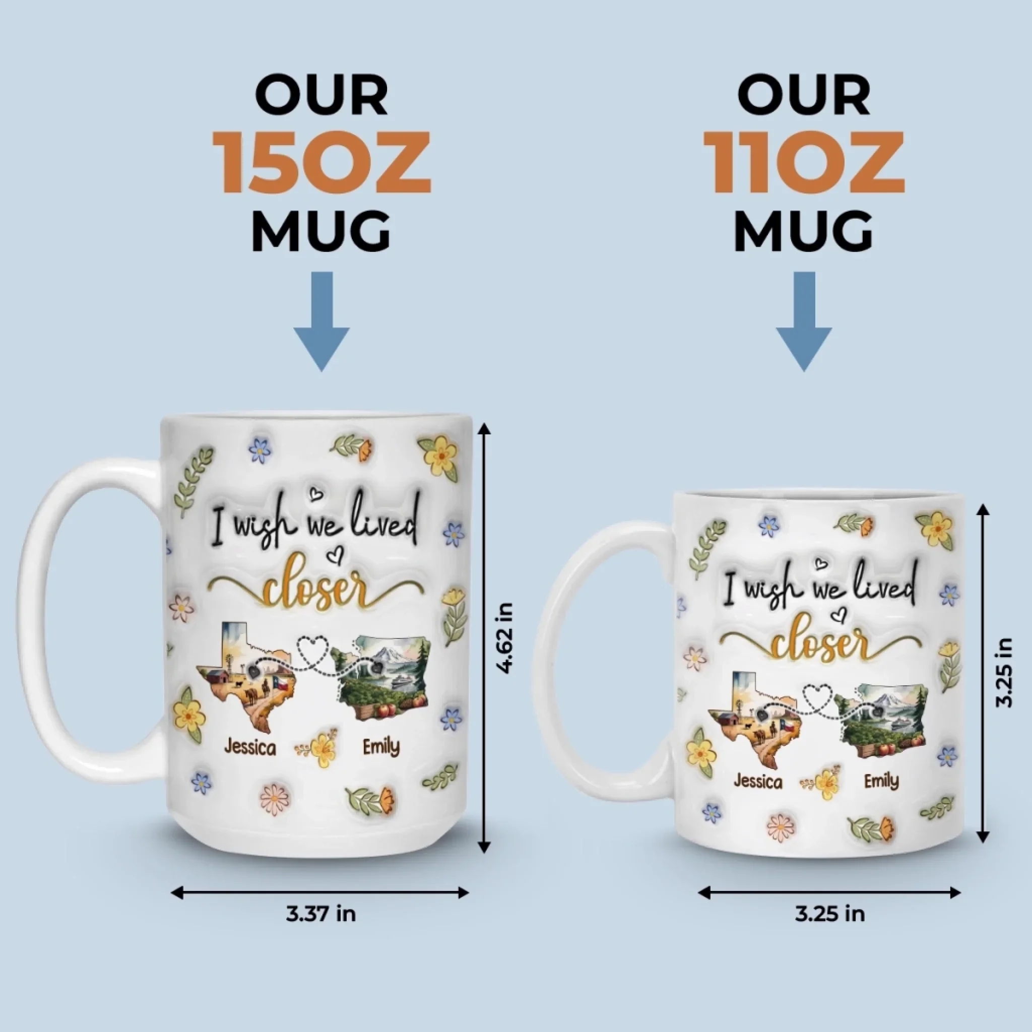 Custom Long Distance Mug - Personalized Best Friend Christmas Birthday Gifts For Women, Besties, Sisters, BFF - Always Better When We Are Together - Image 7