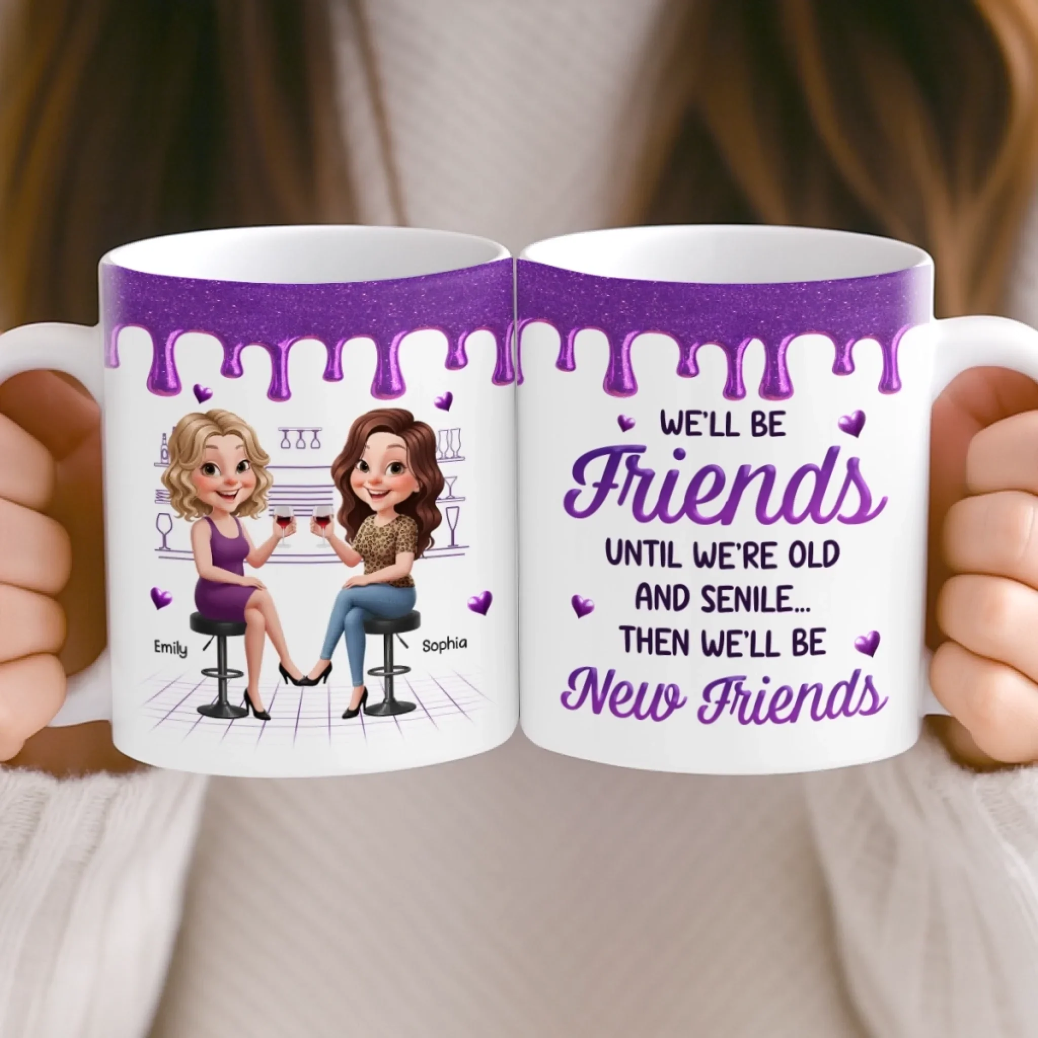 Custom Mug - Personalized Best Friend Christmas Birthday Gifts For Women, Besties, Sisters, BFF - Growing Laughing Dreaming Together - Image 5