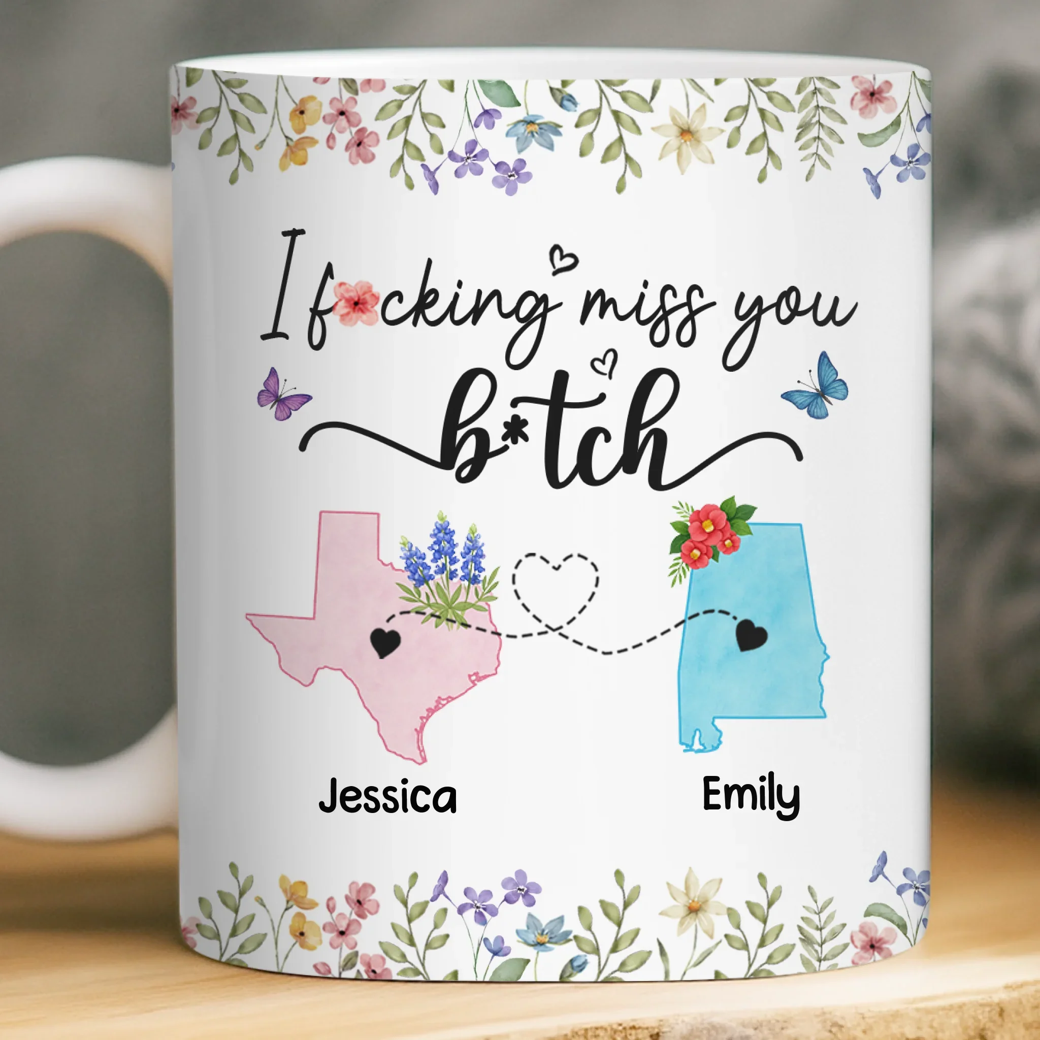 Custom Long Distance Mug - Personalized Best Friend Christmas Birthday Gifts For Women, Besties, Sisters, BFF - Side By Side Always Stronger - Image 3