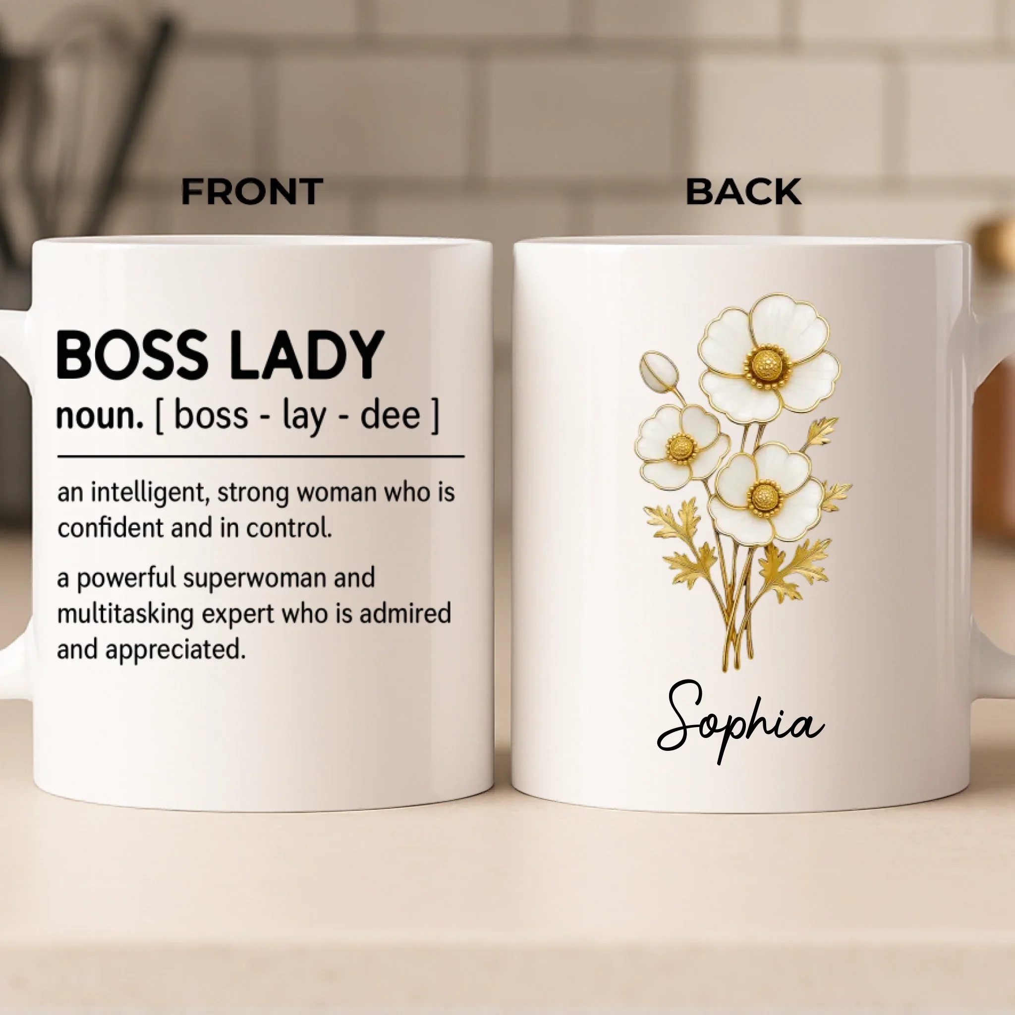 Custom Mug - Personalized Birthday Gifts For Coworker, Work Bestie, Boss - Leading Life Like A Boss Lady - Image 2