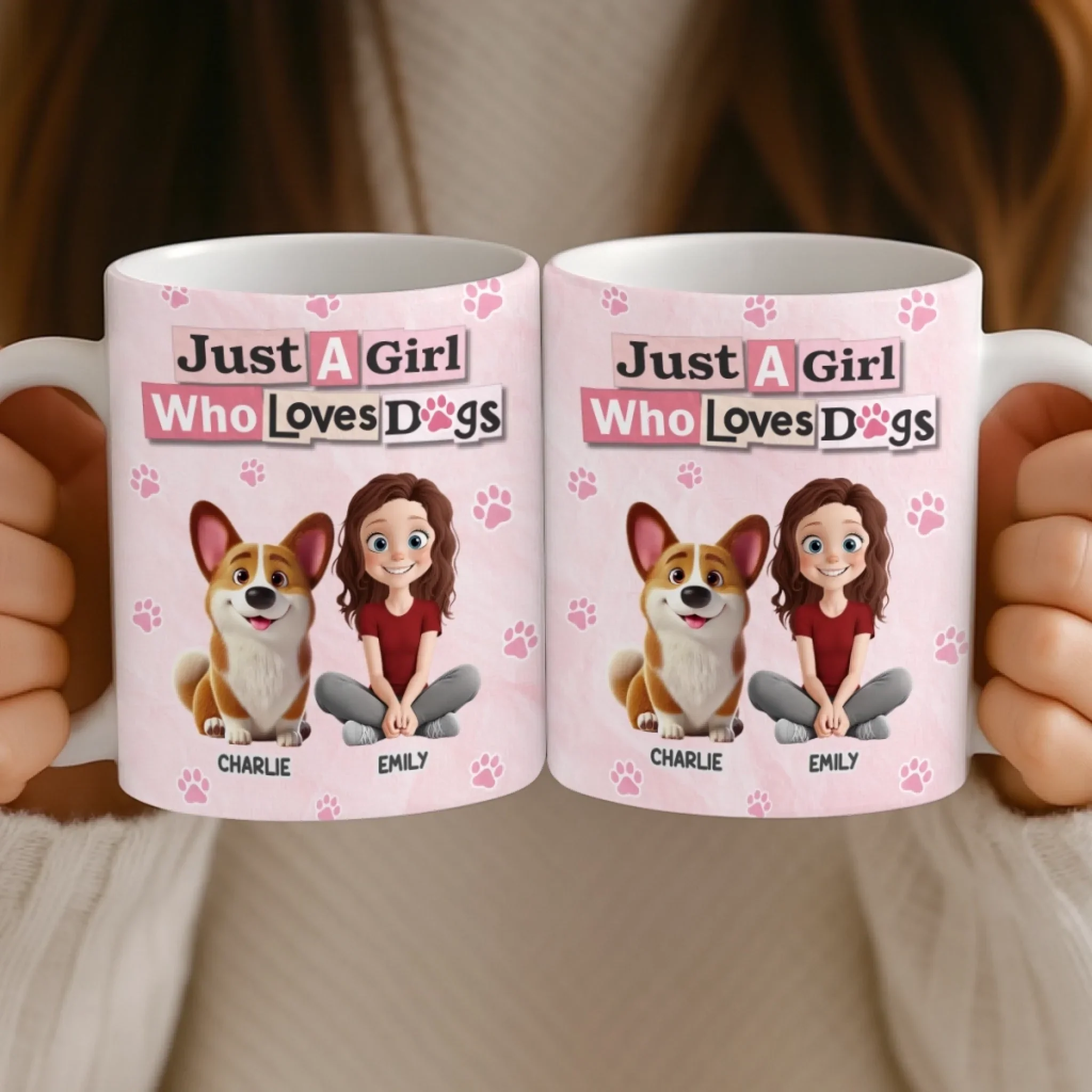 Custom Mug - Personalized Birthday Gifts For Dog Lovers, Dog Dad And Mom - Girl Surrounded By Dogs - Image 5