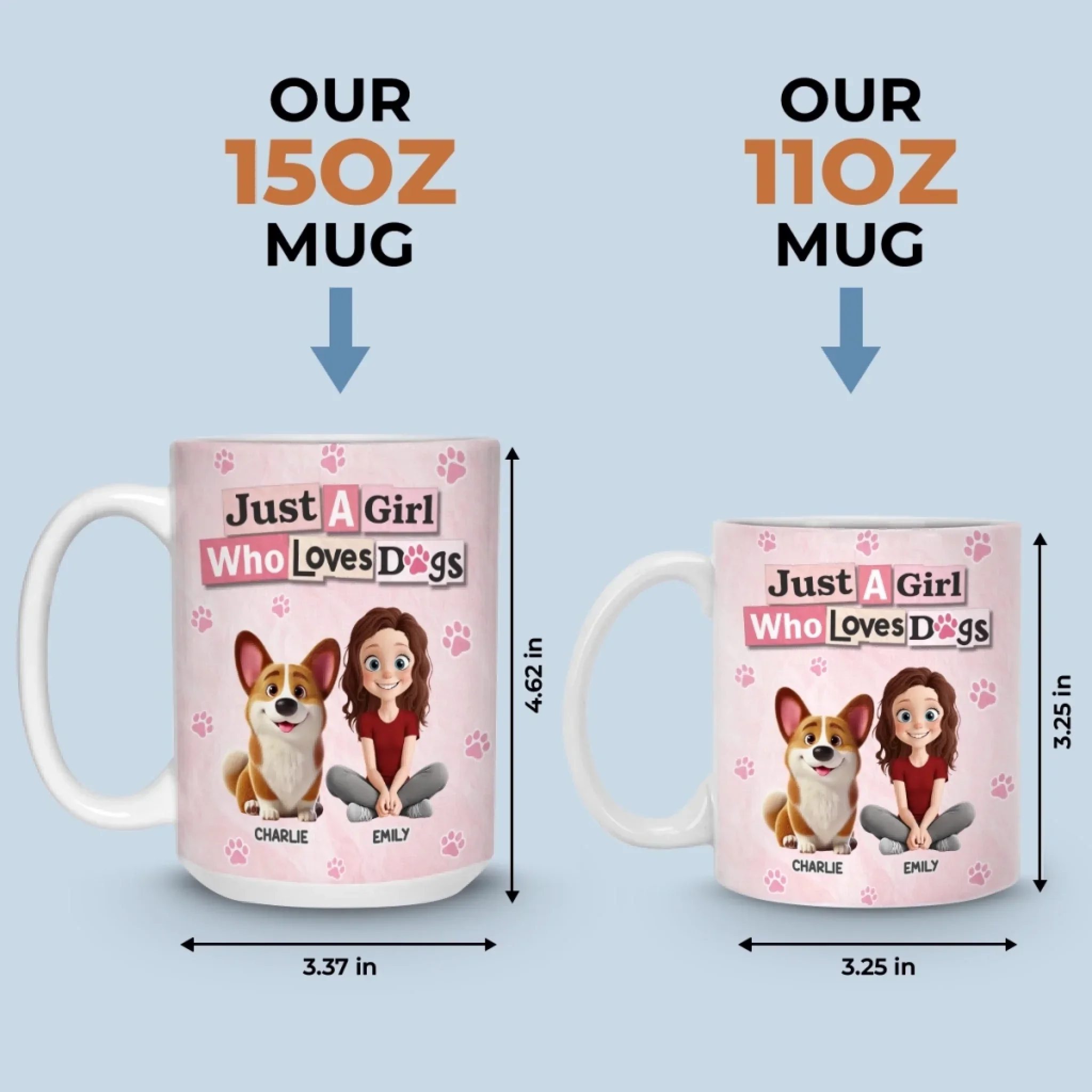 Custom Mug - Personalized Birthday Gifts For Dog Lovers, Dog Dad And Mom - Girl Surrounded By Dogs - Image 7