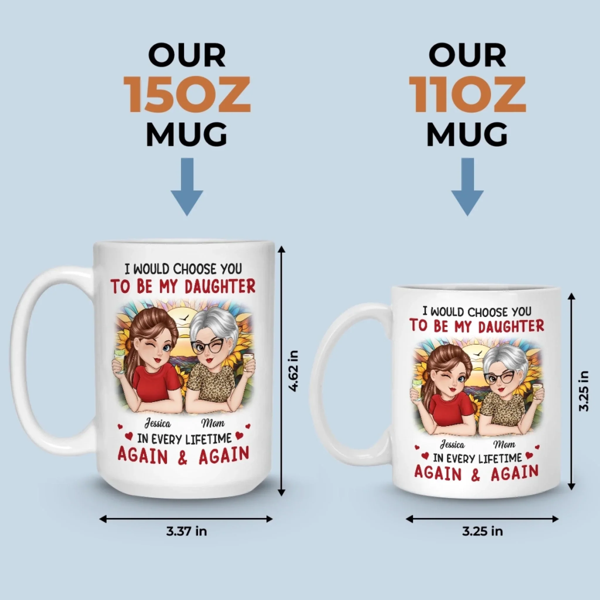 Custom Mug - Personalized Birthday Gifts For Mom, Daughter - A Daughter Love Lasts Forever - Image 6