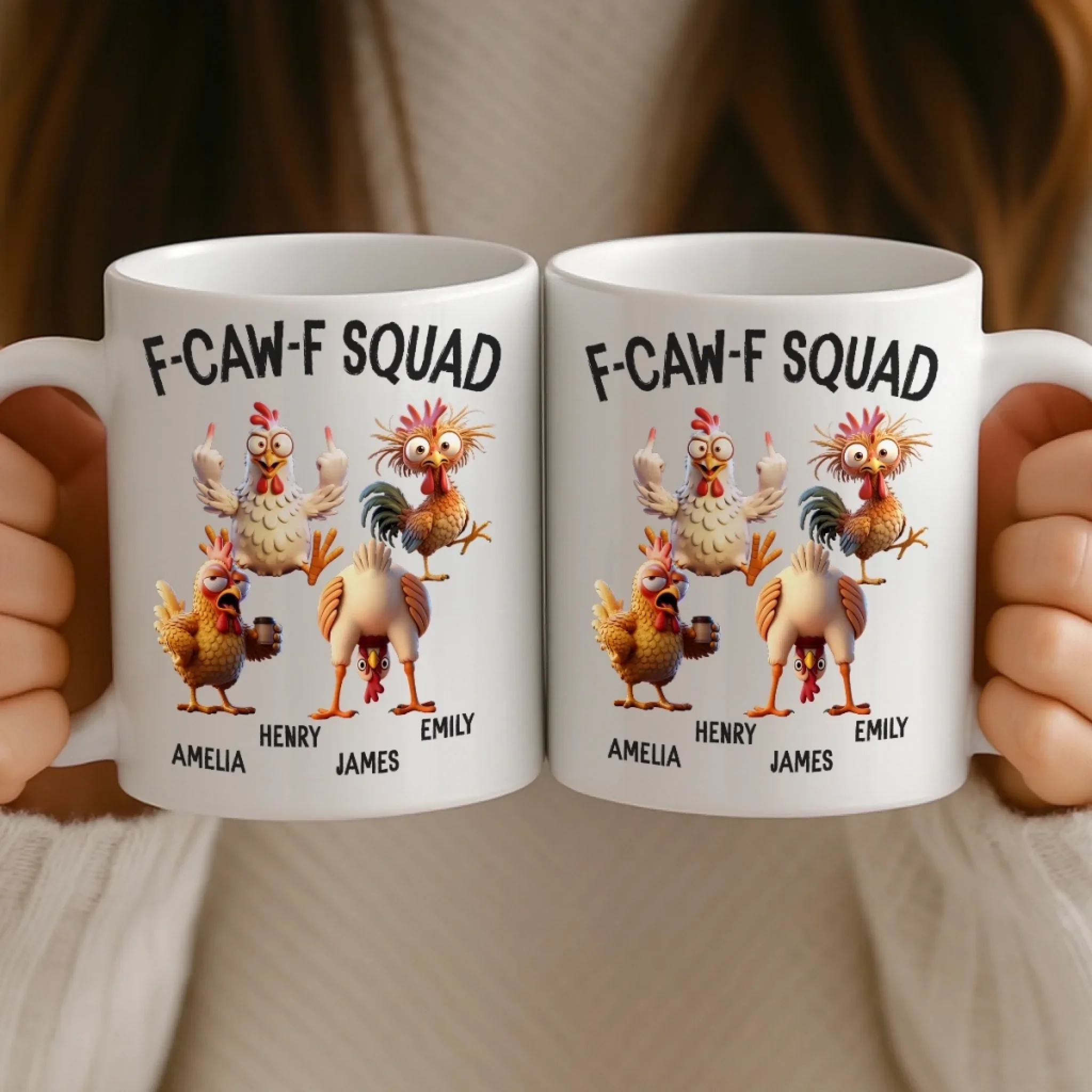 Custom Mug - Personalized Funny Gifts For Best Friends, Coworker, Work Bestie - Feather Gang In Action - Image 4