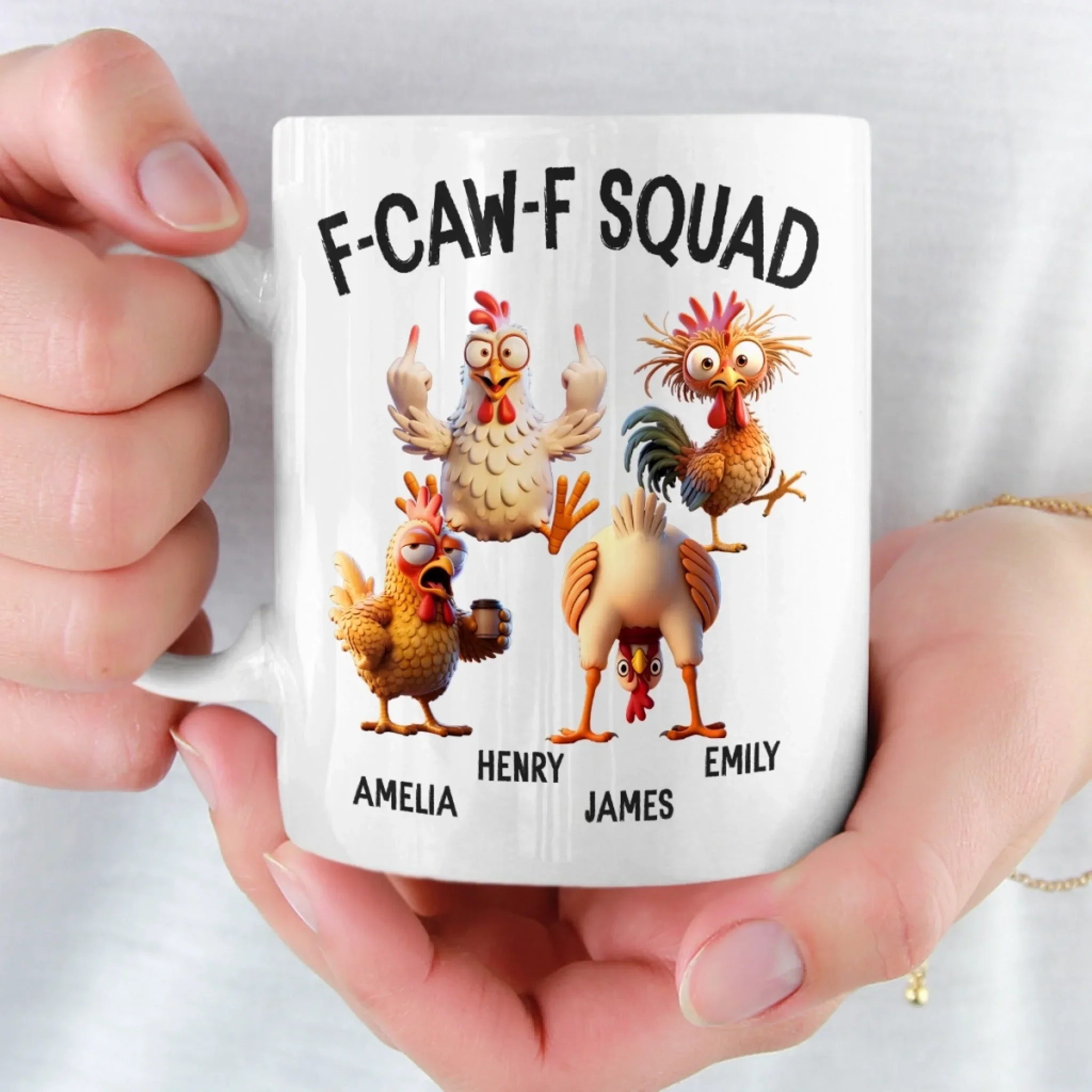 Custom Mug - Personalized Funny Gifts For Best Friends, Coworker, Work Bestie - Feather Gang In Action - Image 5