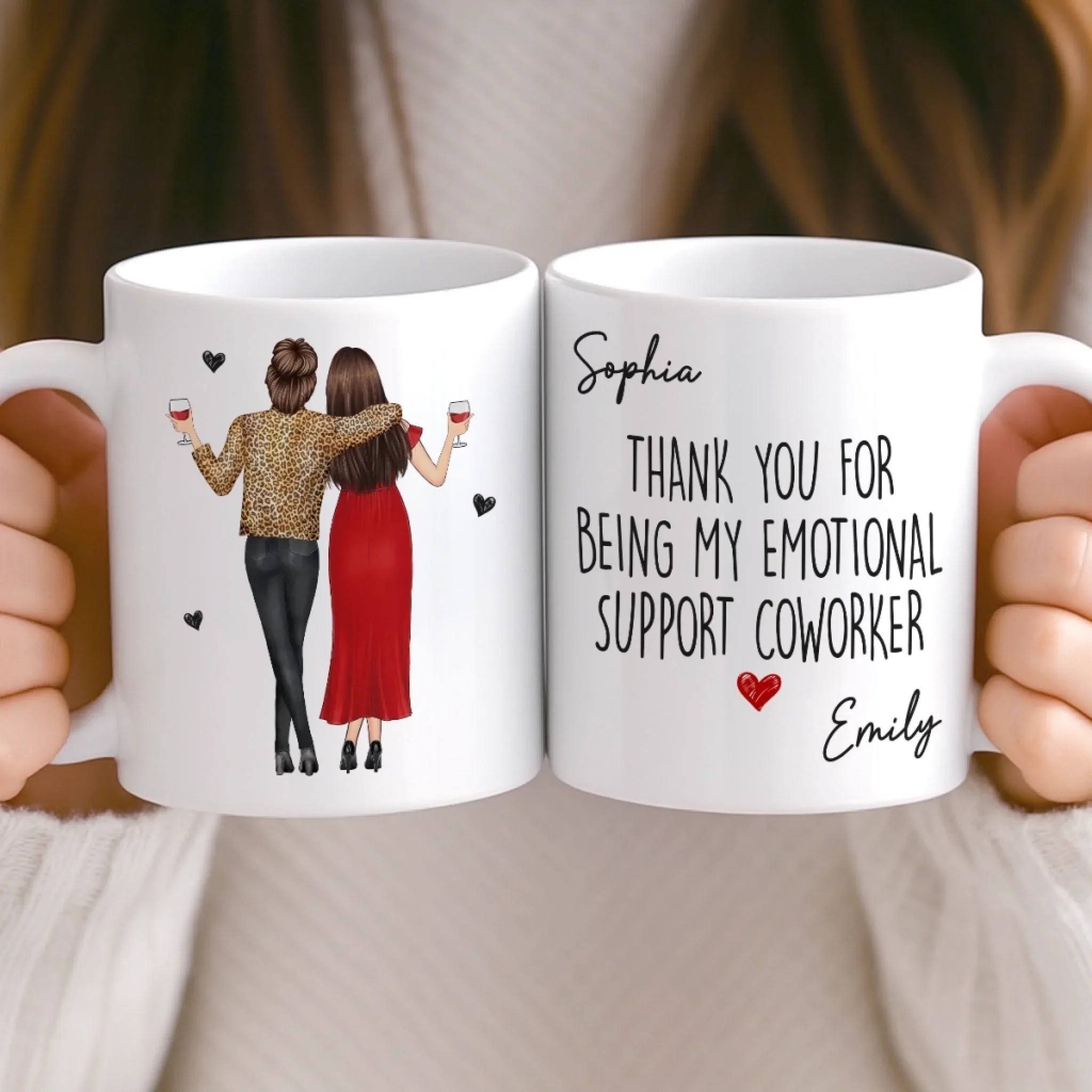 Custom Mug - Personalized Funny Gifts For Coworker, Work Bestie - Running On Caffeine And Gossip - Image 4