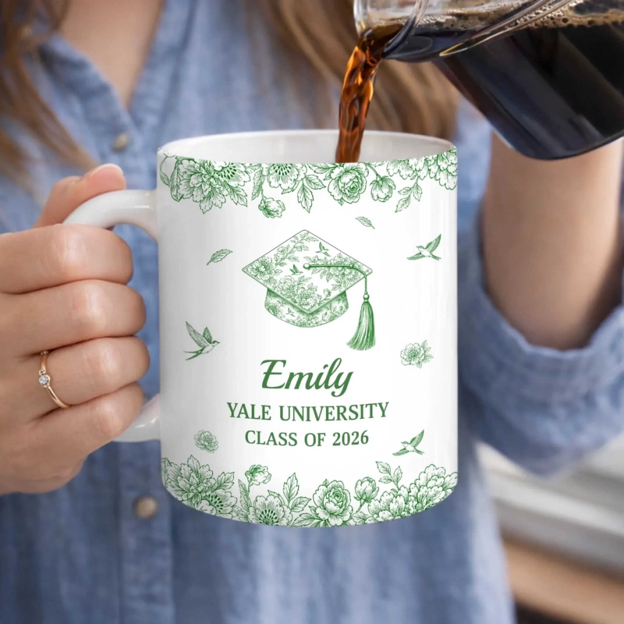 Custom Mug - Personalized Graduation Gifts For Him, Her - Coffee, Flowers And Big Dreams - Image 3