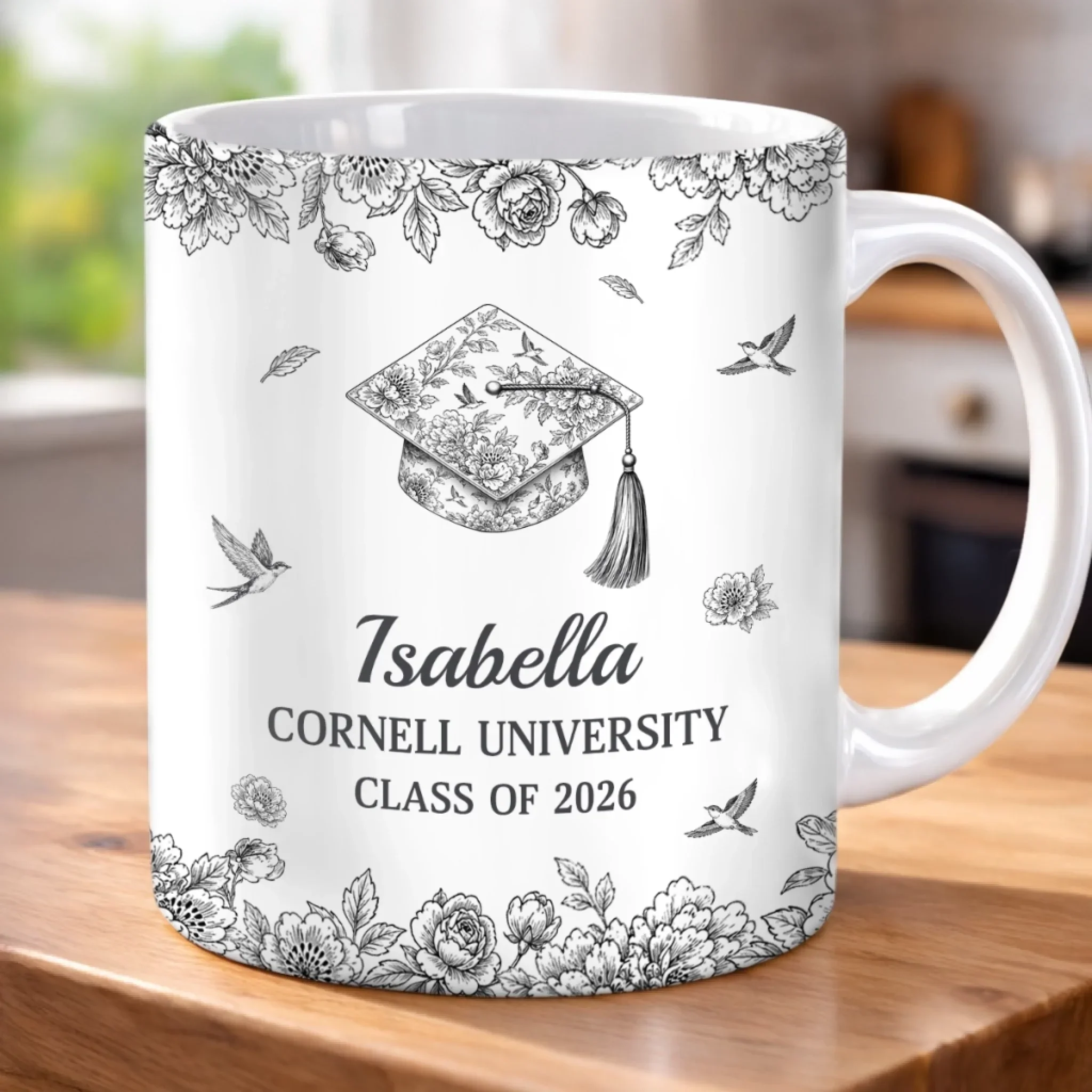 Custom Mug - Personalized Graduation Gifts For Him, Her - Coffee, Flowers And Big Dreams - Image 4