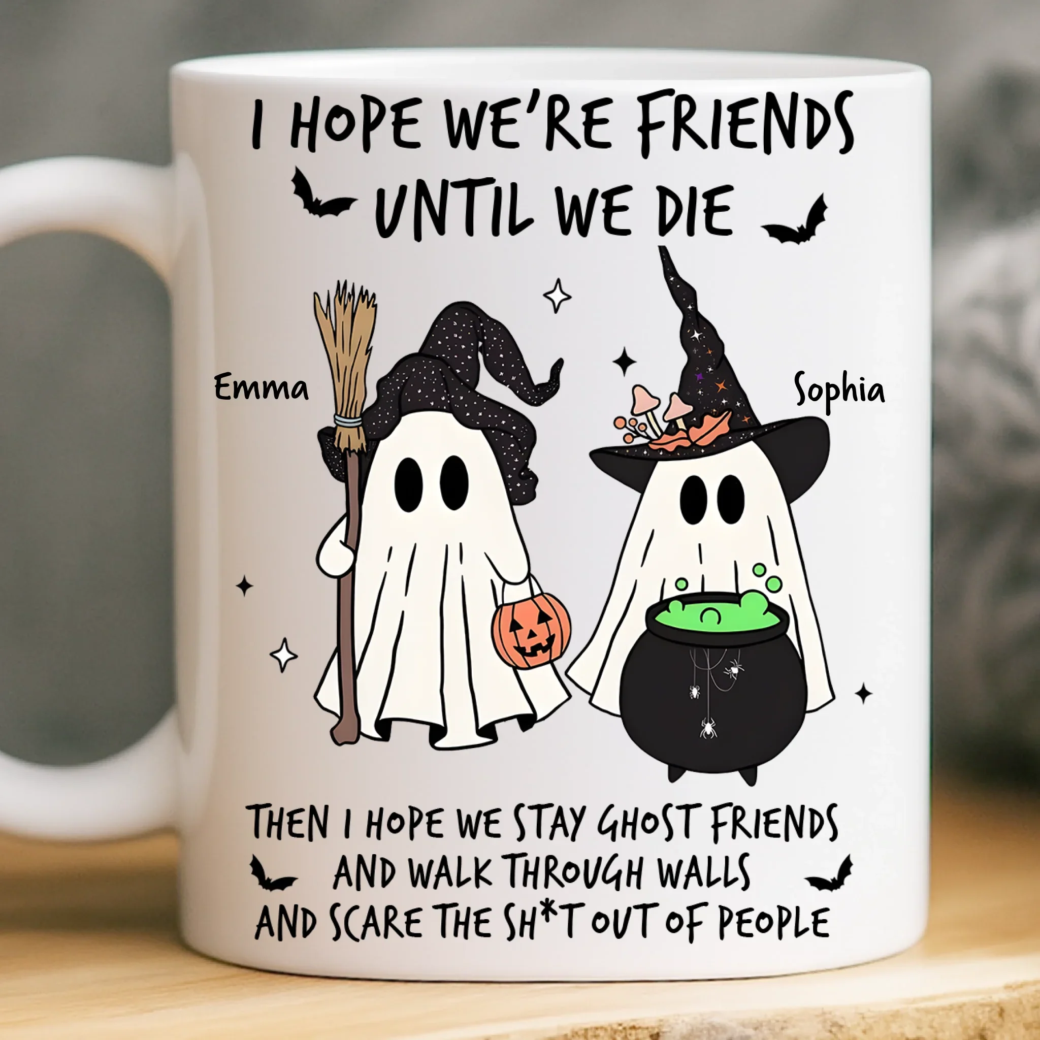 Custom Mug - Personalized Halloween Birthday Gifts For Women, Besties, Sisters, BFF - Spooky Nights With My Bestie - Image 2