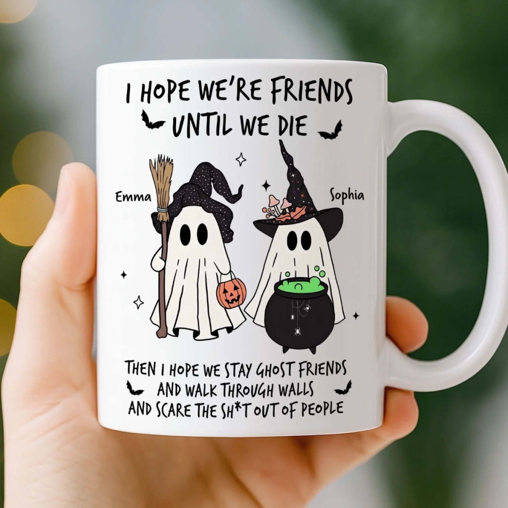 Custom Mug - Personalized Halloween Birthday Gifts For Women, Besties, Sisters, BFF - Spooky Nights With My Bestie - Image 3