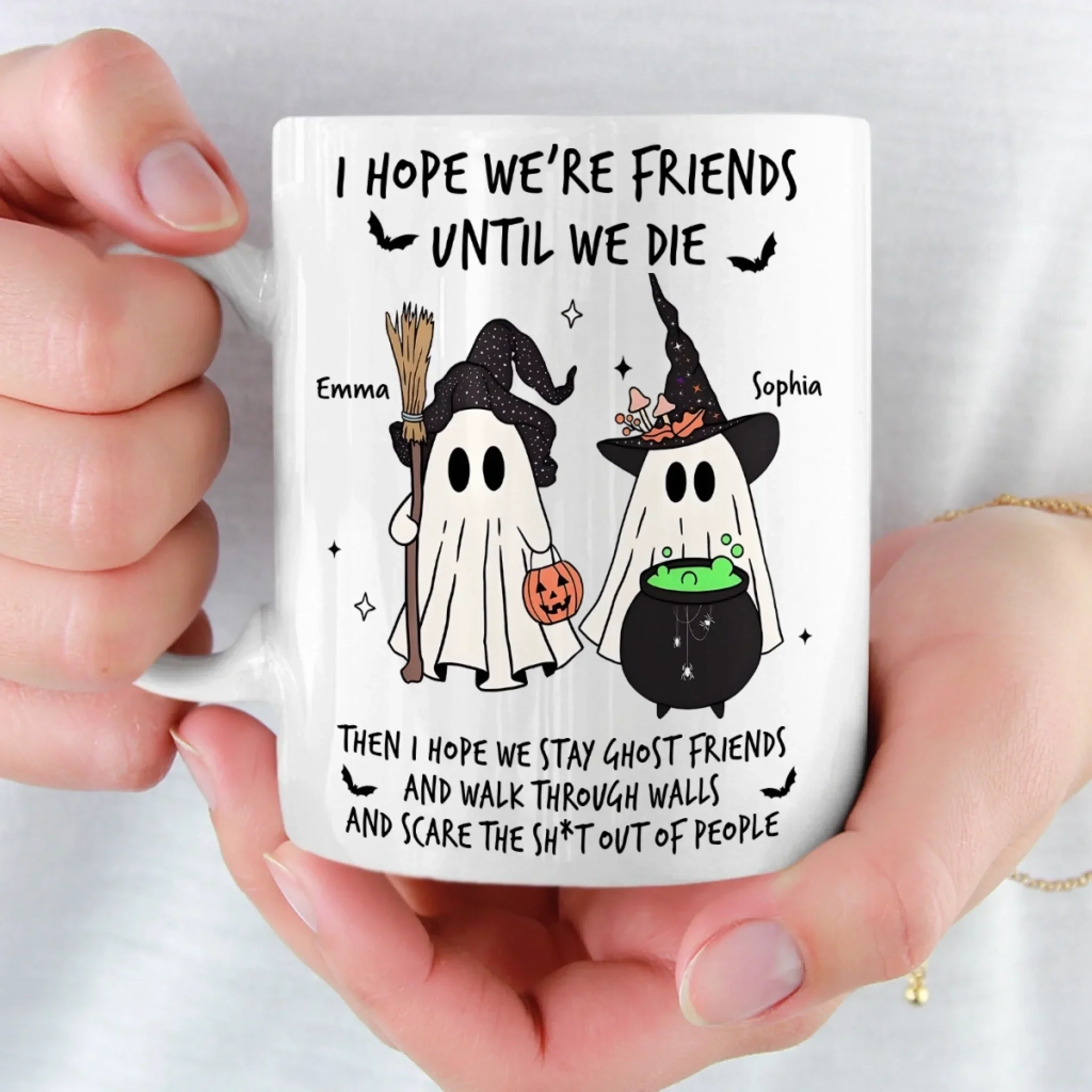Custom Mug - Personalized Halloween Birthday Gifts For Women, Besties, Sisters, BFF - Spooky Nights With My Bestie - Image 5