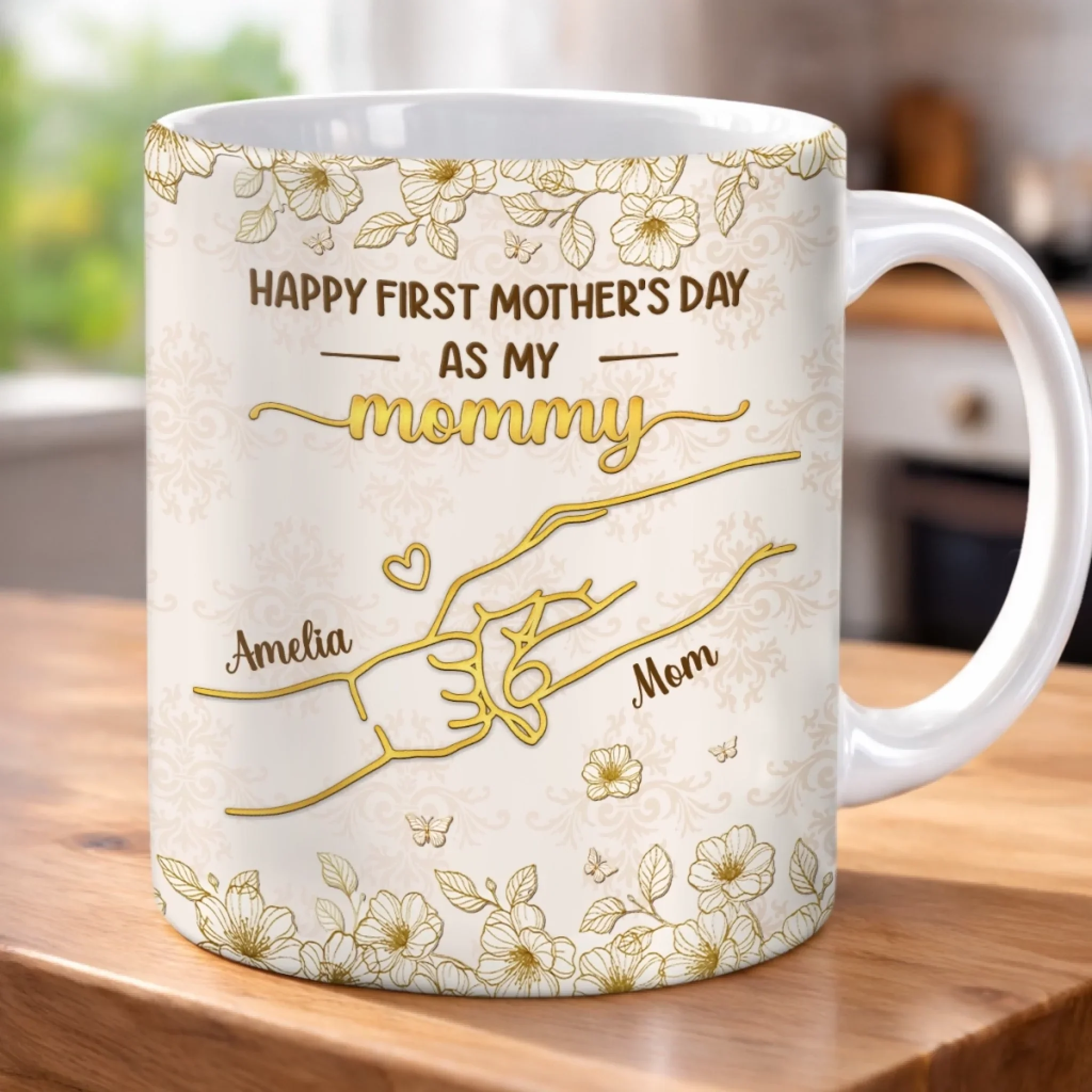 Custom Mug - Personalized Mother's Day, Baby Shower, Gender Reveal Gifts For New Moms, Wife, Daughter - Tiny Hands Big Love - Image 4