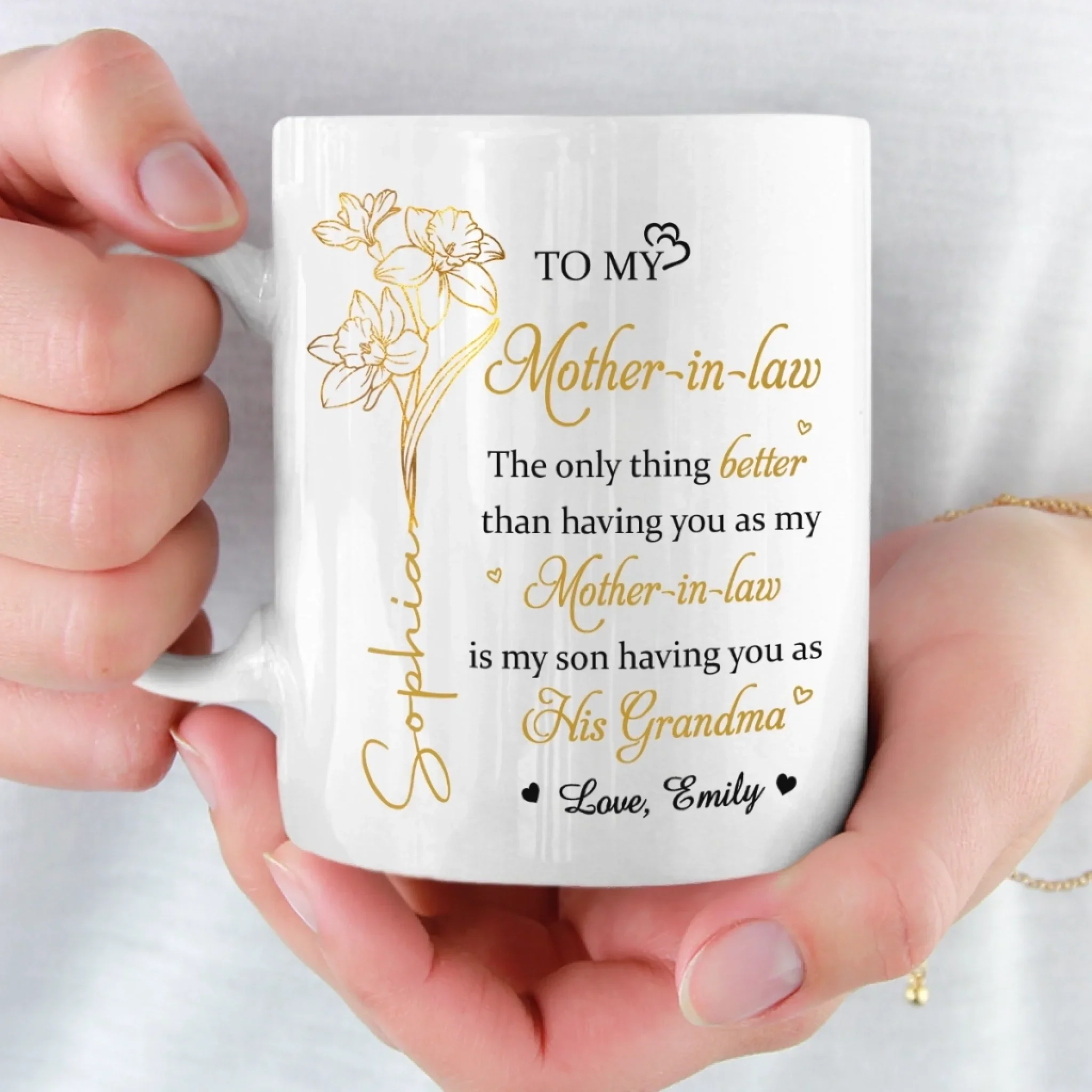 Custom Mug - Personalized Mother's Day Gifts For Mother-In-Law - First Family By Love, Now Grandma By Heart - Image 5