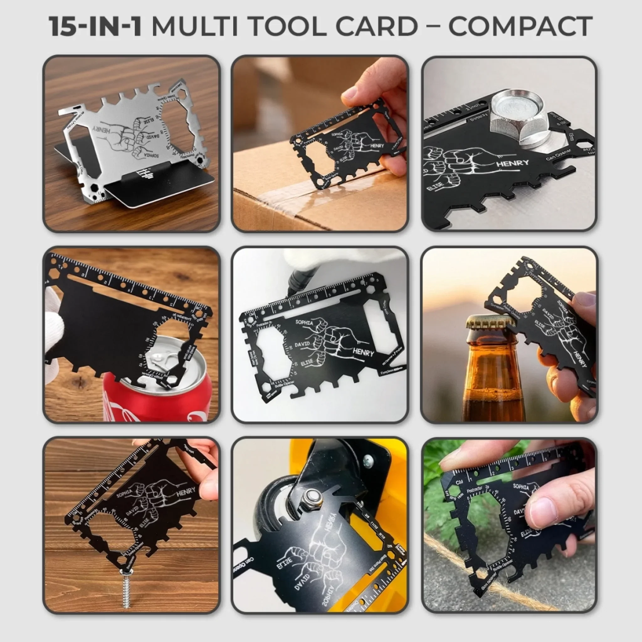 Custom Multi Tool Card With Leather Case - Personalized Father's Day Birthday Gifts For Dad, Grandpa - Fixing Everything Like Dad - Image 4