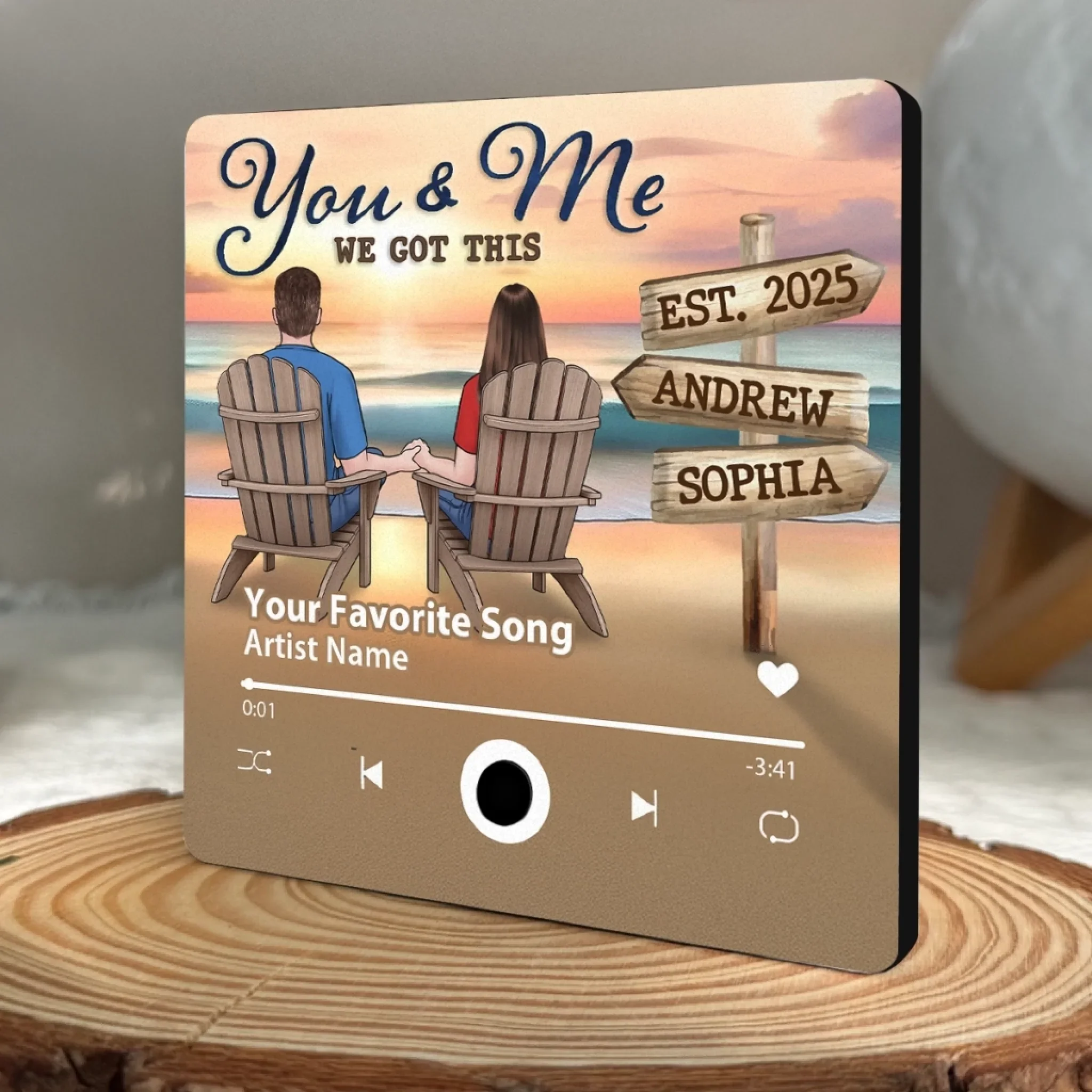 Custom Music Fridge Magnet That Can Play Songs - Personalized Anniversary Wedding Gifts For Husband And Wife, Him And Her - Our Story, Our Shore - Image 4