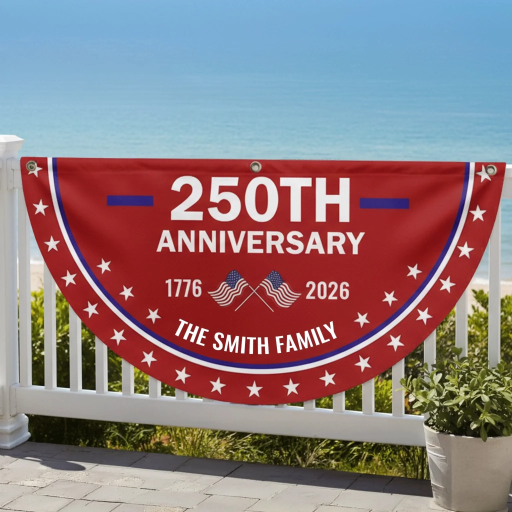 Custom Non-Pleated Fan Flag - Personalized America 250th Anniversary Gifts For Mom, Dad, Brother, Sister, Kids - Family Is Our Strength - Image 3