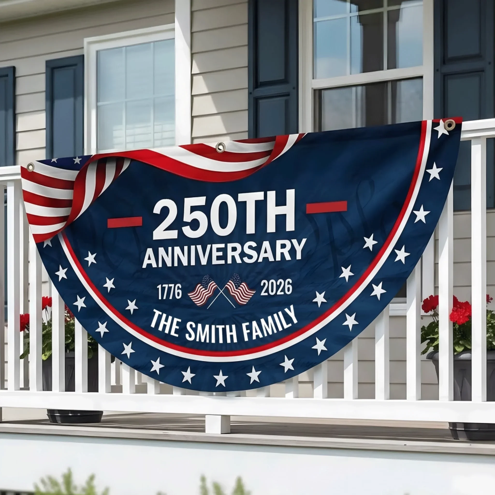 Custom Non-Pleated Fan Flag - Personalized America 250th Anniversary Gifts For Mom, Dad, Brother, Sister, Kids - Family Is Our Strength - Image 4