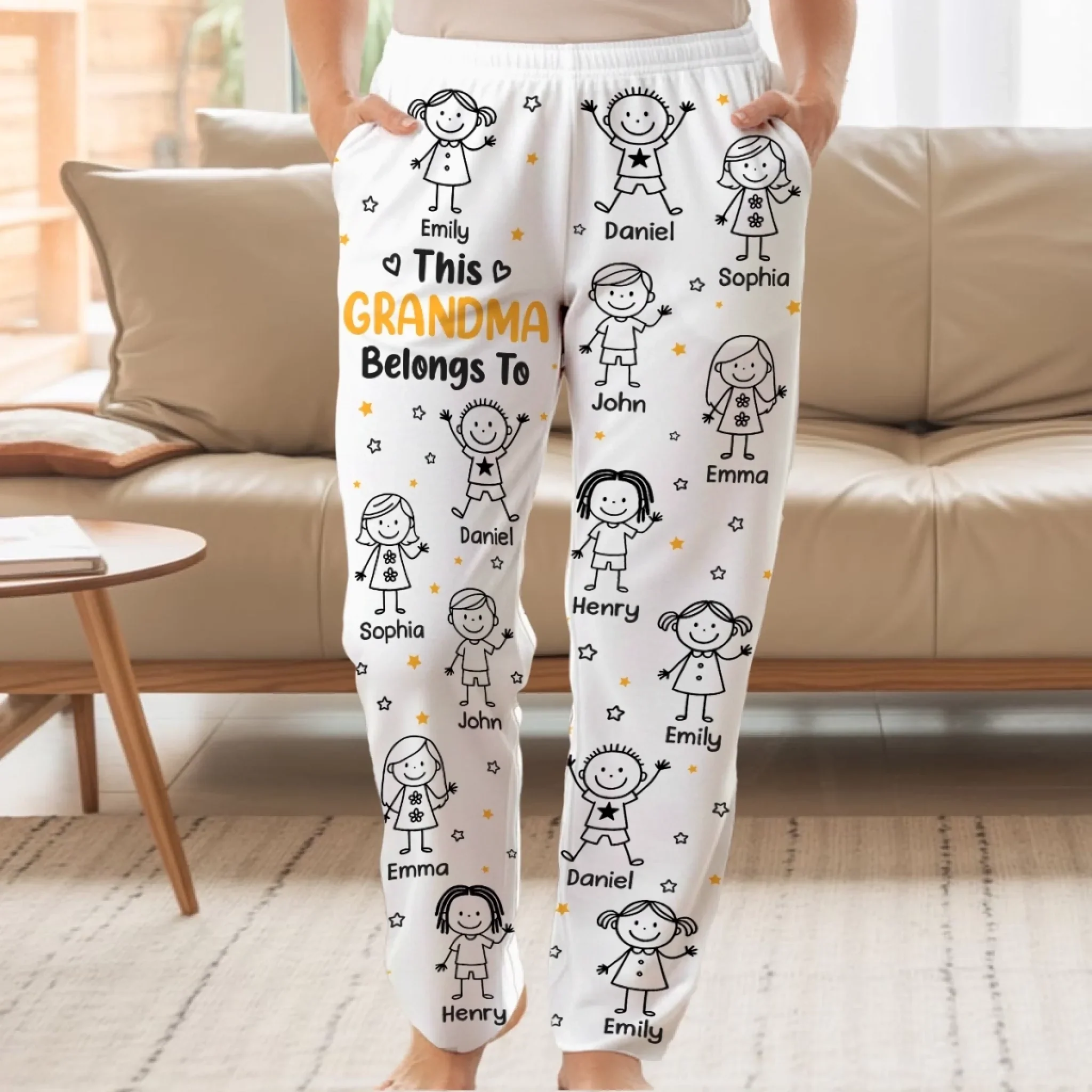 Custom Pajama Pants - Personalized Christmas Birthday Gifts For Grandma, Grandpa, Dog Cat Lovers - Made With Love And Grandkid Chaos - Image 2