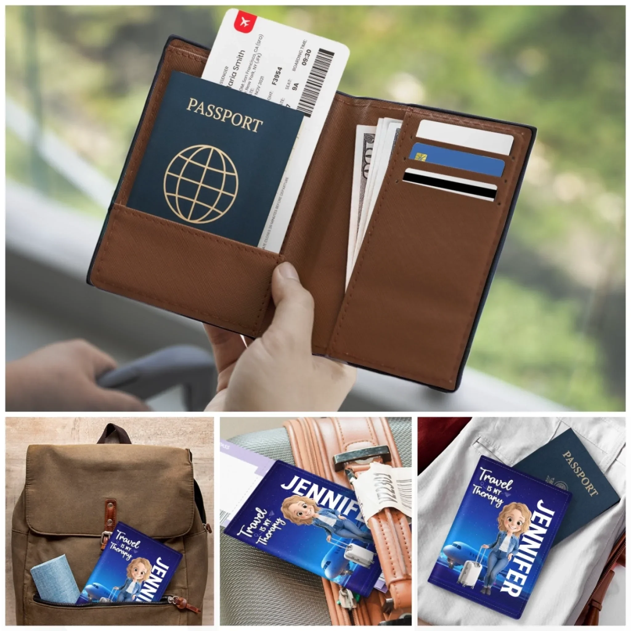Custom Passport Cover, Passport Holder - Personalized Summer Vacation And Travel Gifts For Women, Men - Born To Roam, Not To Stay - Image 5