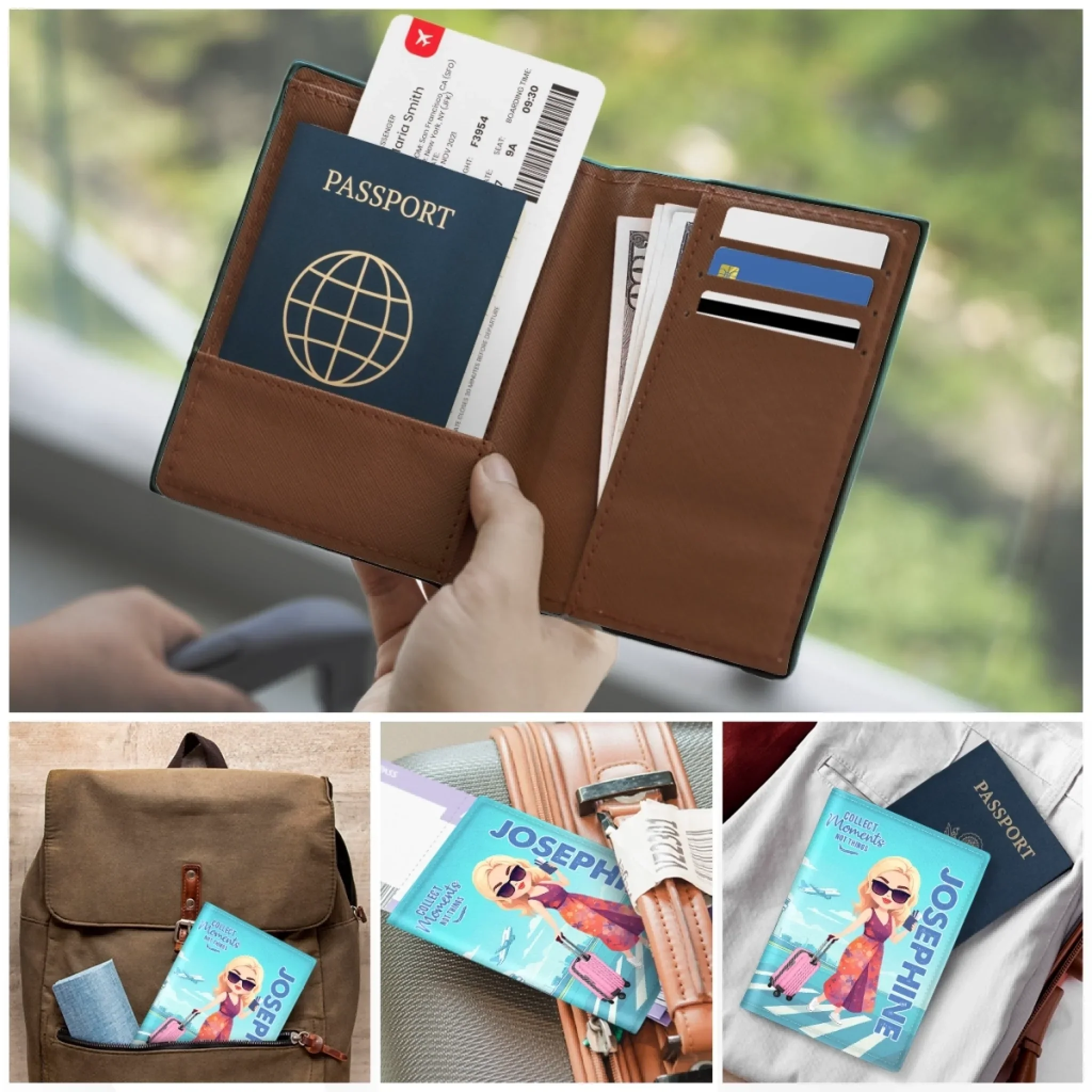 Custom Passport Cover, Passport Holder - Personalized Summer Vacation And Travel Gifts For Women, Men - Live For The Moments - Image 5