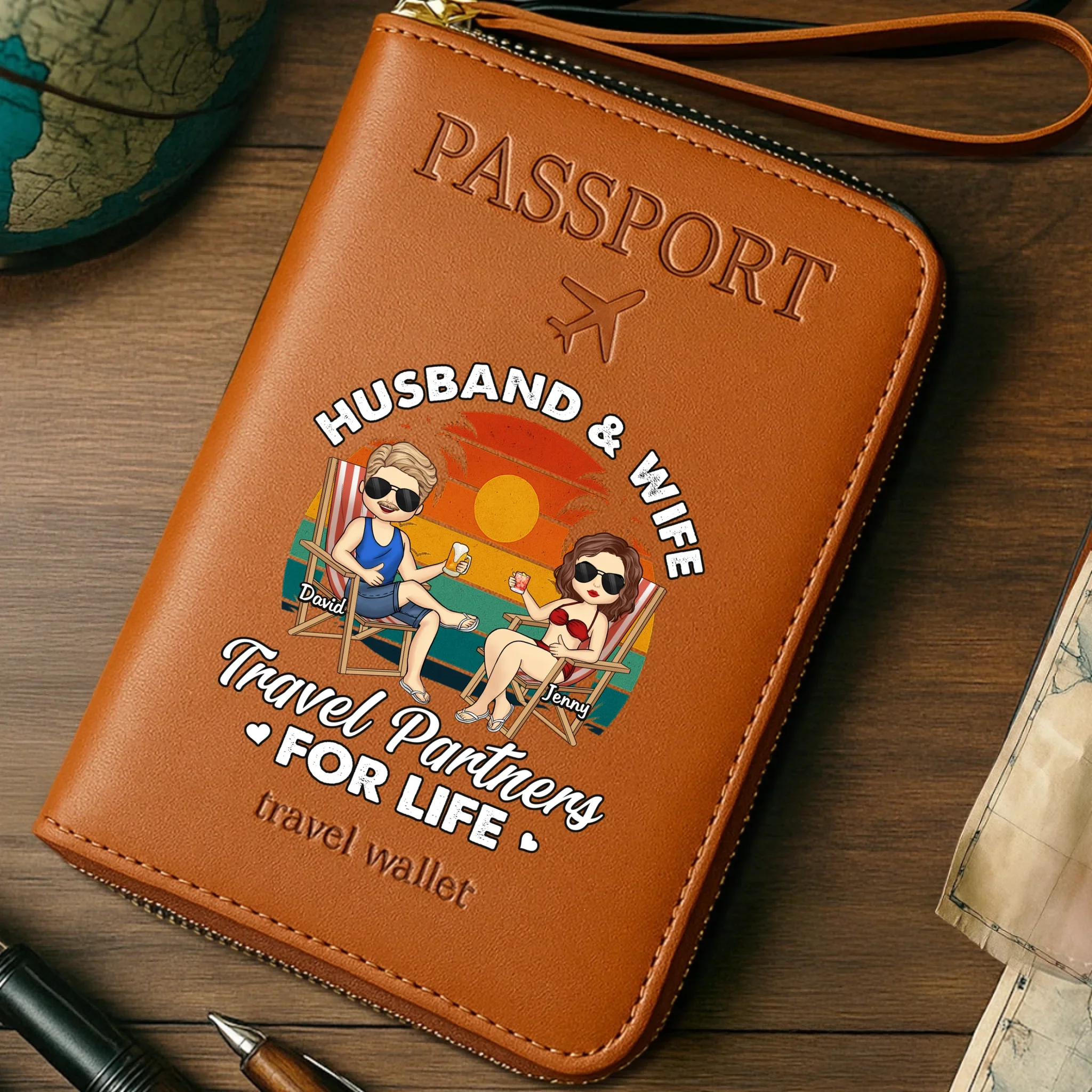 Custom Passport Wallet, Passport Holder - Personalized Summer Vacation And Travel Gifts For Husband And Wife, Him And Her - Adventure Awaits Us Together - Image 5
