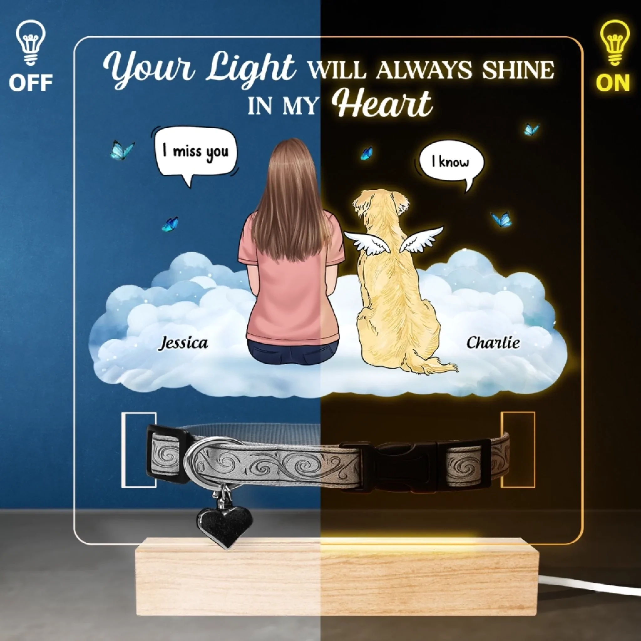Custom Pet Loss Memorial Light - Personalized Pet Memorial Gifts For Dogs, Cats - Always In My Heart - Image 4