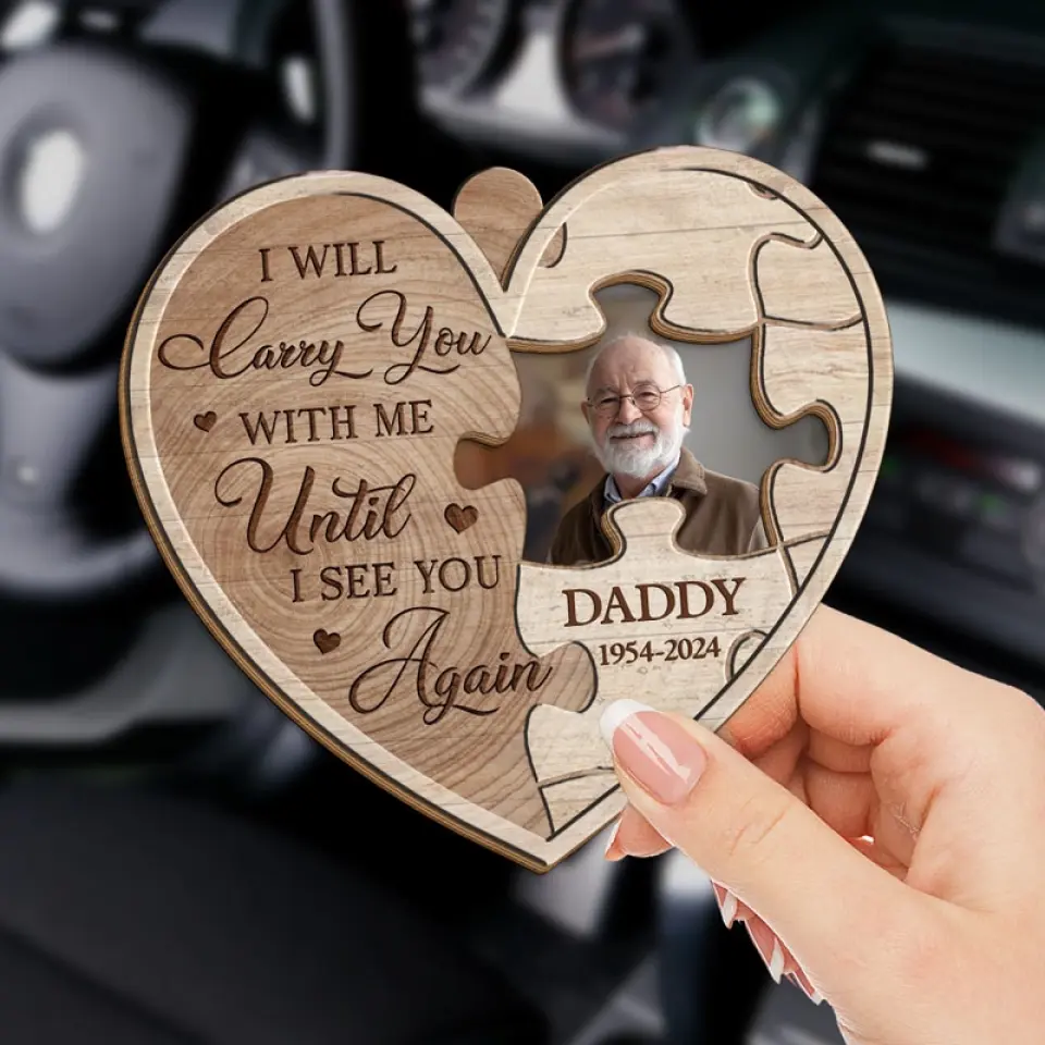 Custom Photo A Big Piece Of My Heart Lives In Heaven - Memorial Personalized Custom Car Visor Clip - Sympathy Gift For Family Members - Image 3
