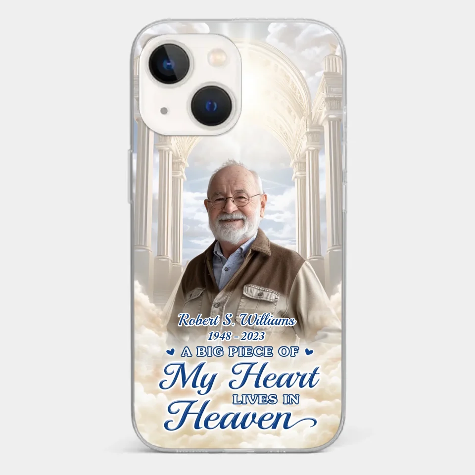 Custom Photo A Big Piece Of My Heart Lives In Heaven - Memorial Personalized Custom Clear Phone Case - Sympathy Gift For Family Members - Image 17
