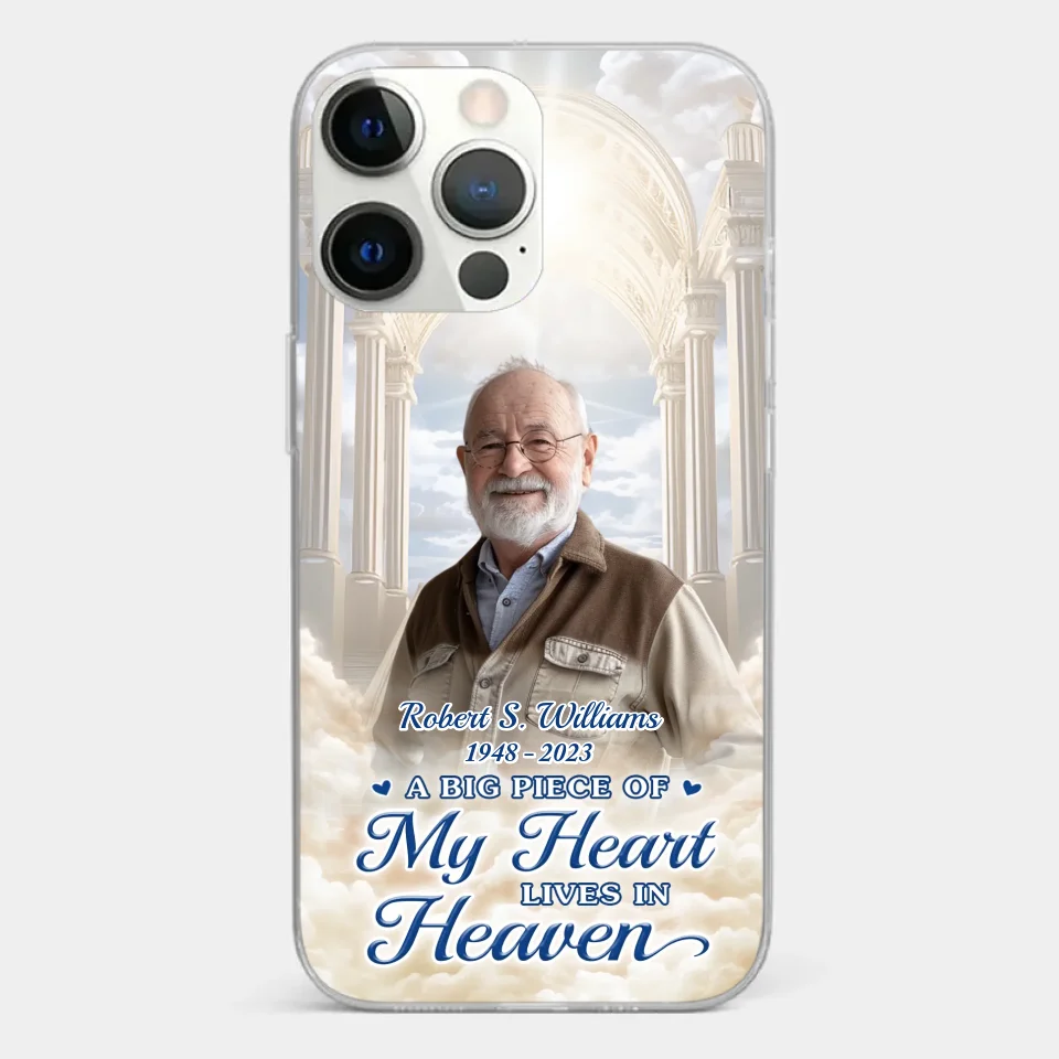 Custom Photo A Big Piece Of My Heart Lives In Heaven - Memorial Personalized Custom Clear Phone Case - Sympathy Gift For Family Members - Image 19