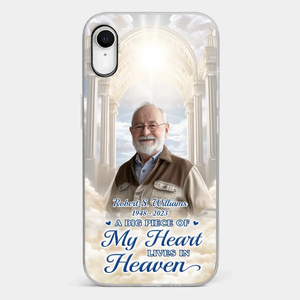 Custom Photo A Big Piece Of My Heart Lives In Heaven - Memorial Personalized Custom Clear Phone Case - Sympathy Gift For Family Members - Image 29