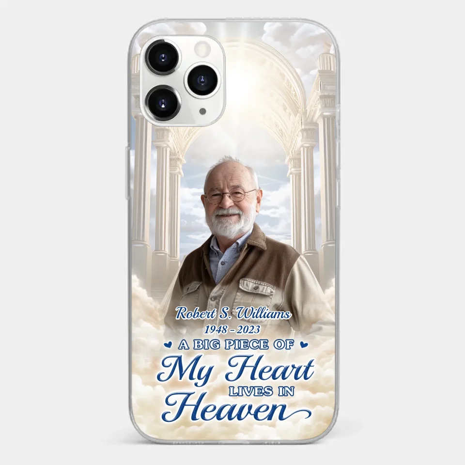 Custom Photo A Big Piece Of My Heart Lives In Heaven - Memorial Personalized Custom Clear Phone Case - Sympathy Gift For Family Members - Image 8