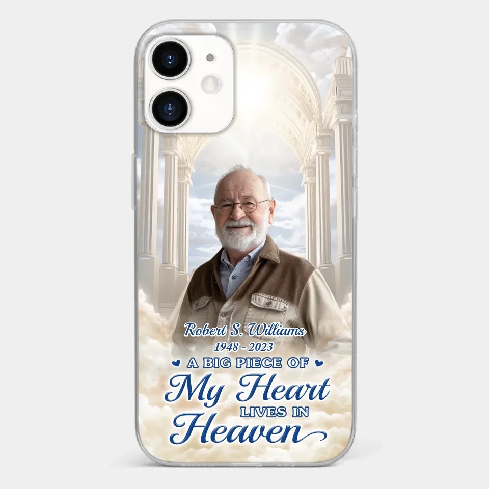 Custom Photo A Big Piece Of My Heart Lives In Heaven - Memorial Personalized Custom Clear Phone Case - Sympathy Gift For Family Members - Image 9