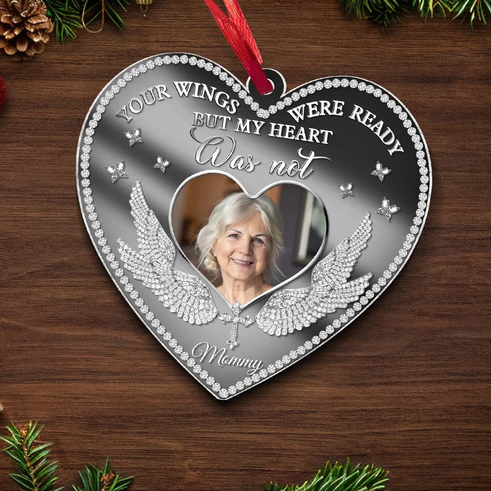 Custom Photo A Big Piece Of My Heart Lives In Heaven - Memorial Personalized Custom Mirrored Acrylic Ornament - Sympathy Gift, Christmas Gift For Family Members - Image 5