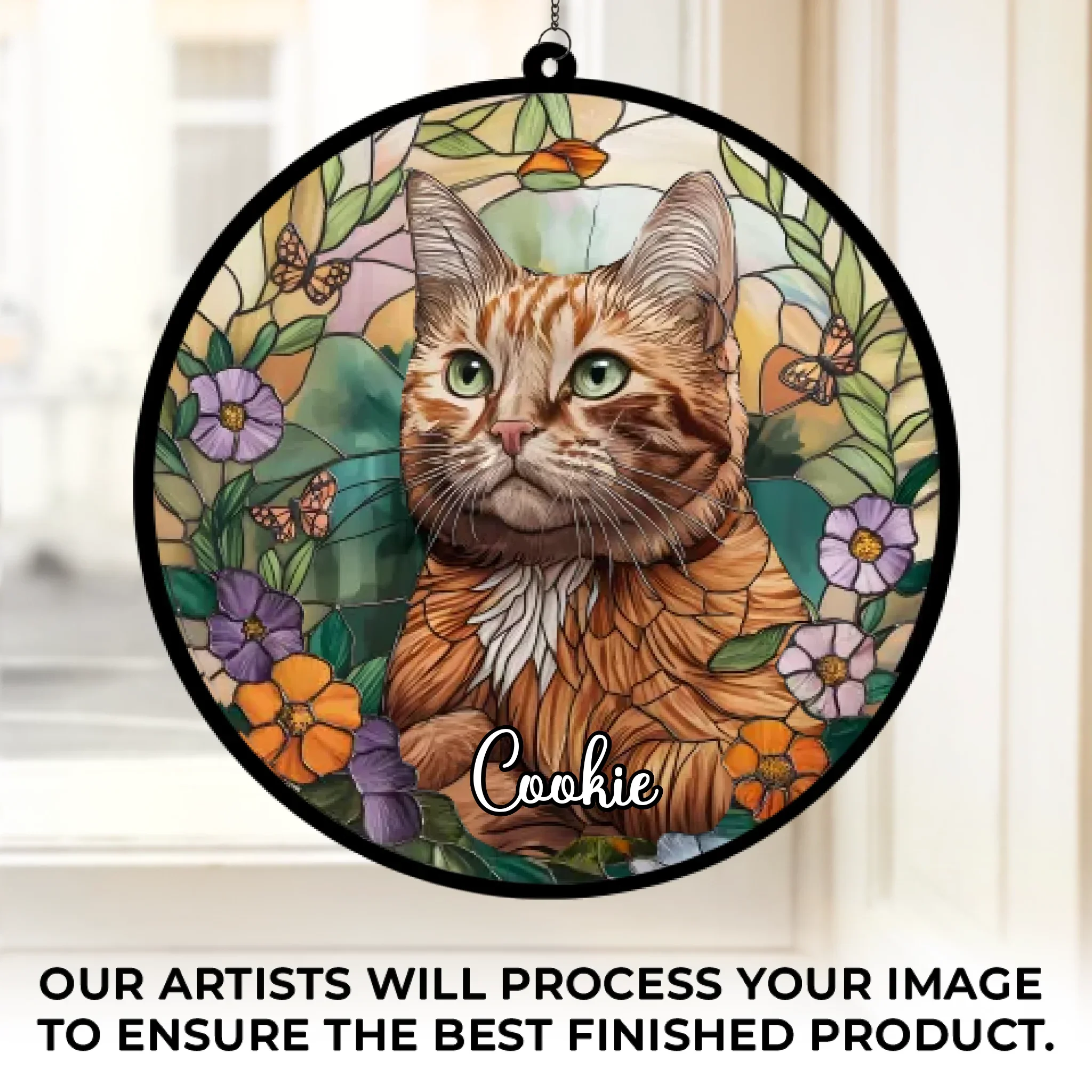 Custom Photo A Cat’s Love Is Never Forgotten - Memorial Personalized Window Hanging Suncatcher Ornament - Sympathy Gift For Pet Owners, Pet Lovers - Image 2