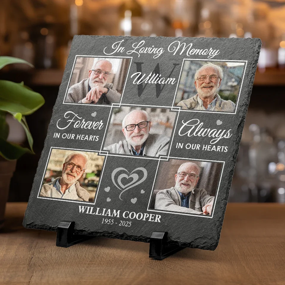 Custom Photo A Cherished Reminder Of Love That Connects Us - Memorial Personalized Custom Square Shaped Stone With Stand - Sympathy Gift For Family Members - Image 3
