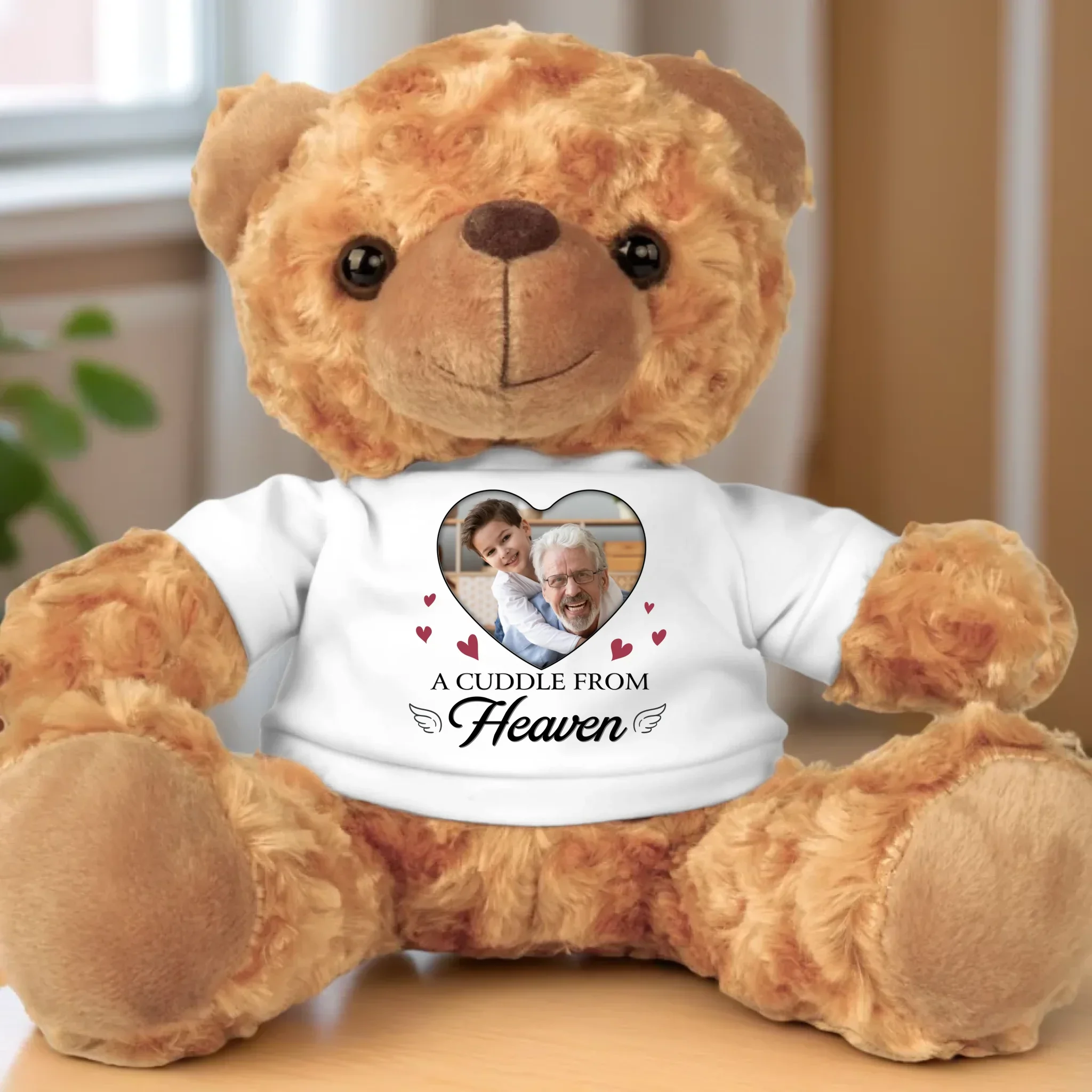 Custom Photo A Cuddle From Heaven - Memorial Personalized Custom Teddy Bear Plush - Sympathy Gift For Family Members - Image 2