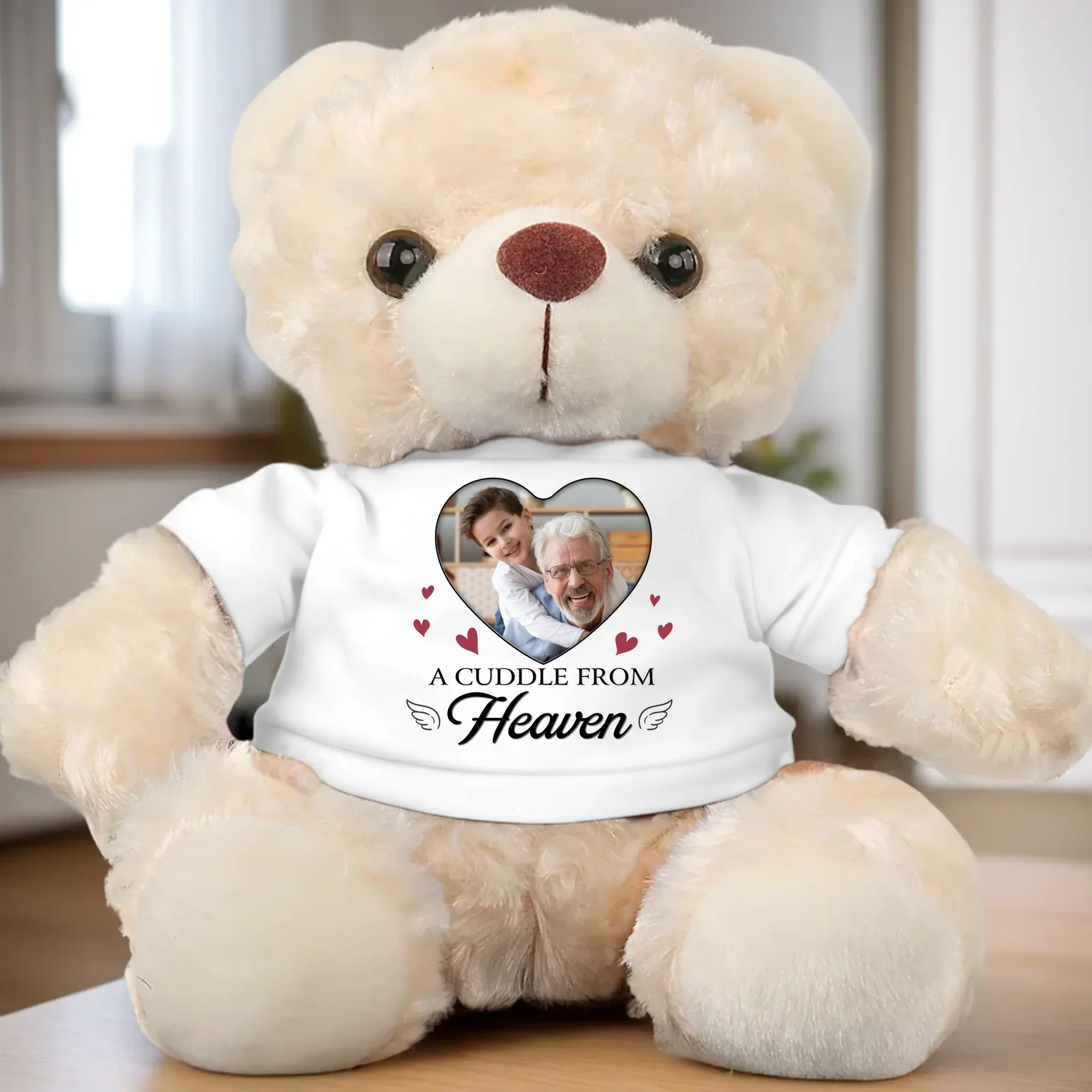 Custom Photo A Cuddle From Heaven - Memorial Personalized Custom Teddy Bear Plush - Sympathy Gift For Family Members - Image 3