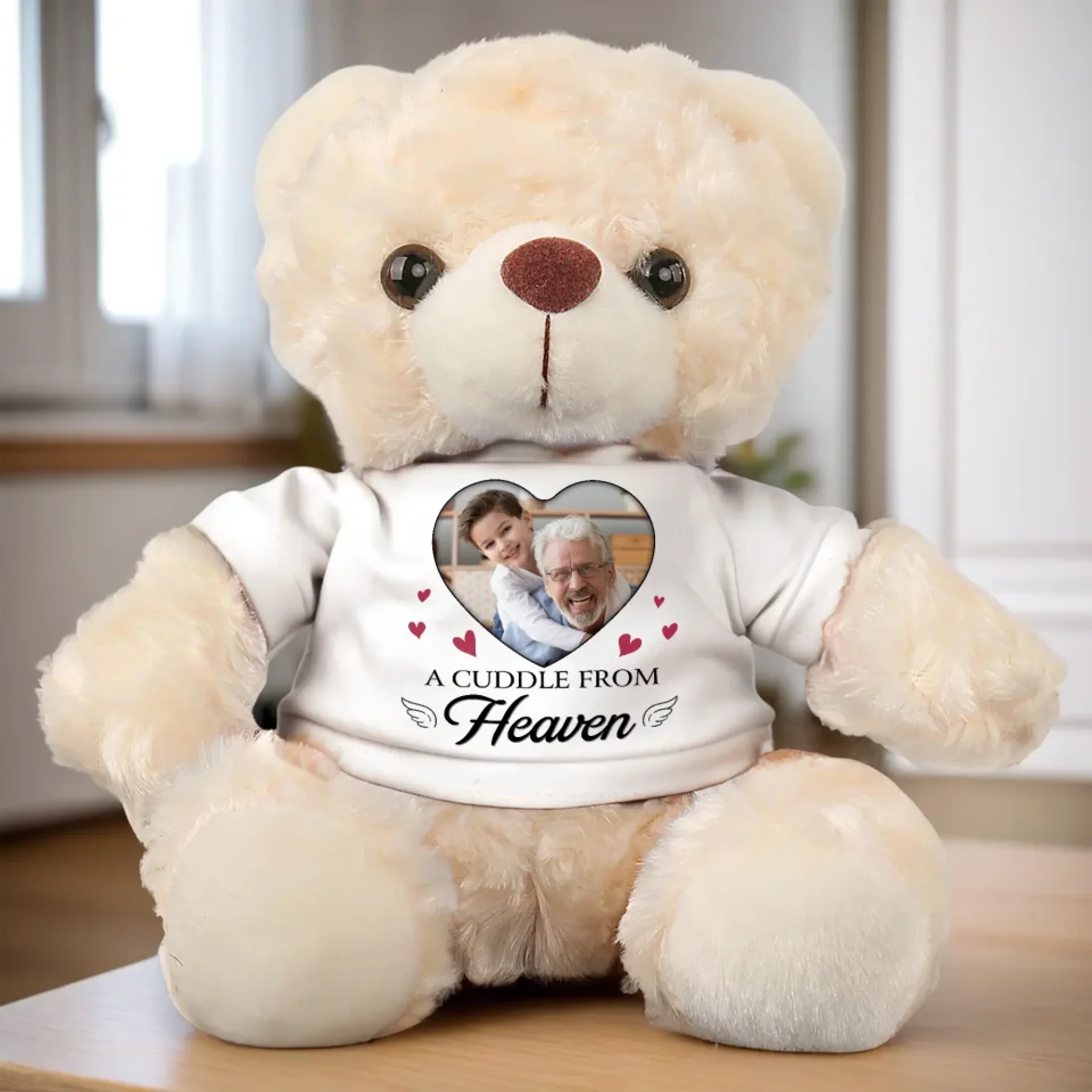 Custom Photo A Cuddle From Heaven - Memorial Personalized Custom Teddy Bear Plush - Sympathy Gift For Family Members - Image 4