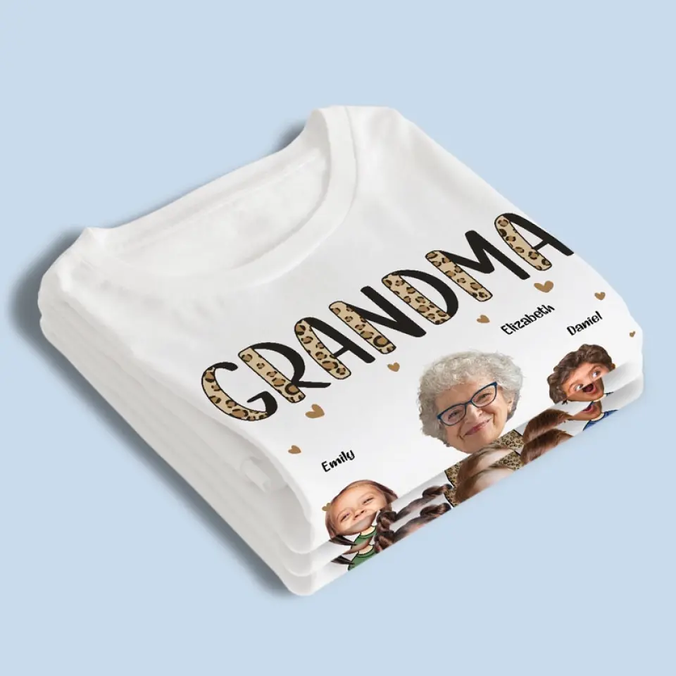 Custom Photo A Grandma Is A Hug Waiting To Happen - Family Personalized Custom Unisex T-shirt, Hoodie, Sweatshirt - Gift For Mom, Grandma - Image 4