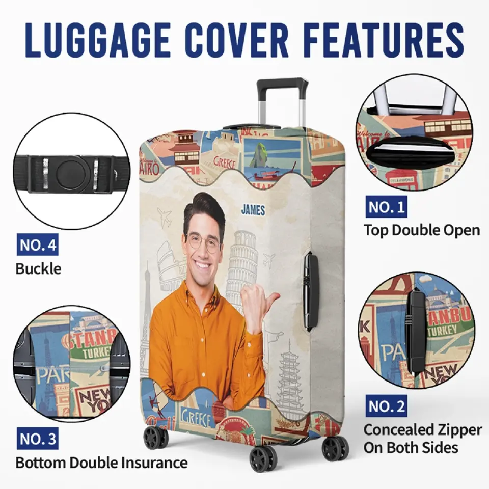 Custom Photo A Guy Loves Traveling - Travel Personalized Custom Luggage Cover - Holiday Vacation Gift, Gift For Adventure Travel Lovers - Image 5