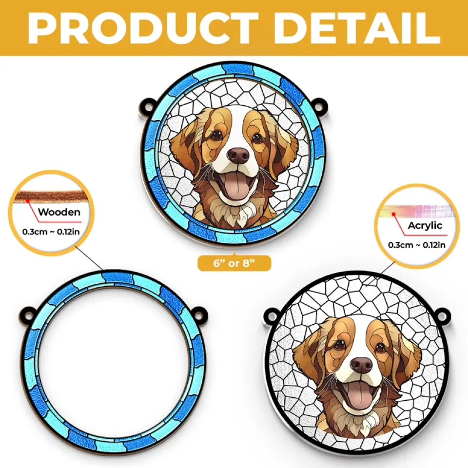 Custom Photo A Heartbeat At My Feet - Memorial Personalized Window Hanging Suncatcher Ornament - Sympathy Gift For Pet Owners, Pet Lovers - Image 7