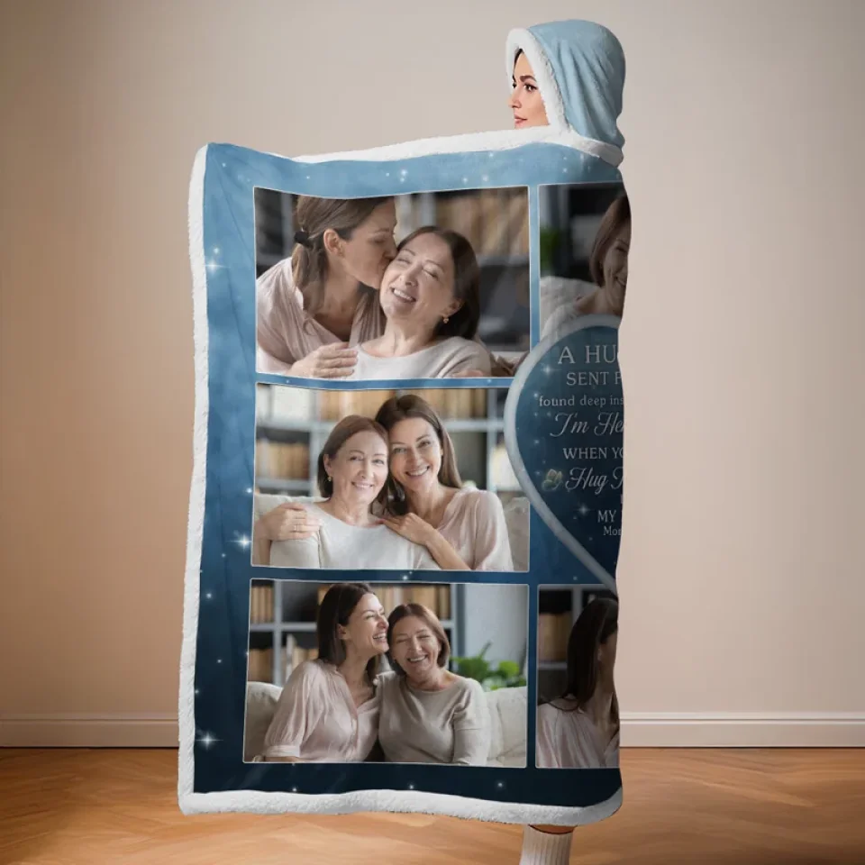 Custom Photo A Hug Sent From Heaven - Memorial Personalized Custom Snuggle Blanket, Hoodie Blanket - Sympathy Gift, Christmas Gift For Family Members - Image 5