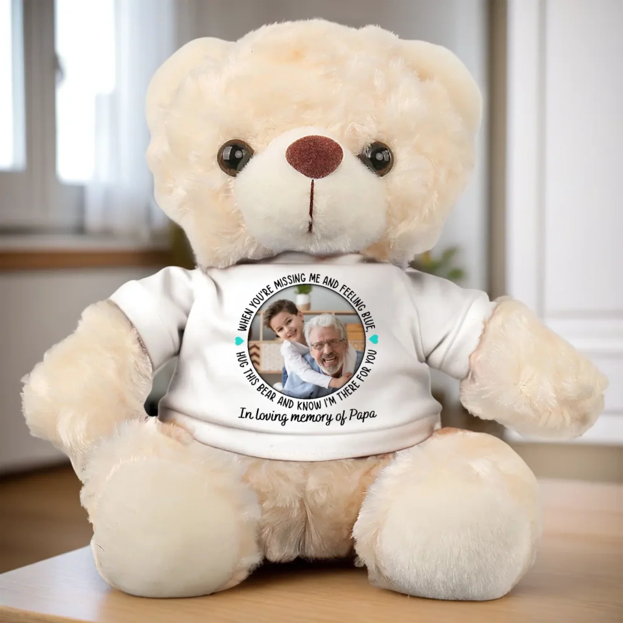 Custom Photo A Hug When You Need It - Memorial Personalized Custom Teddy Bear Plush - Sympathy Gift For Family Members - Image 4