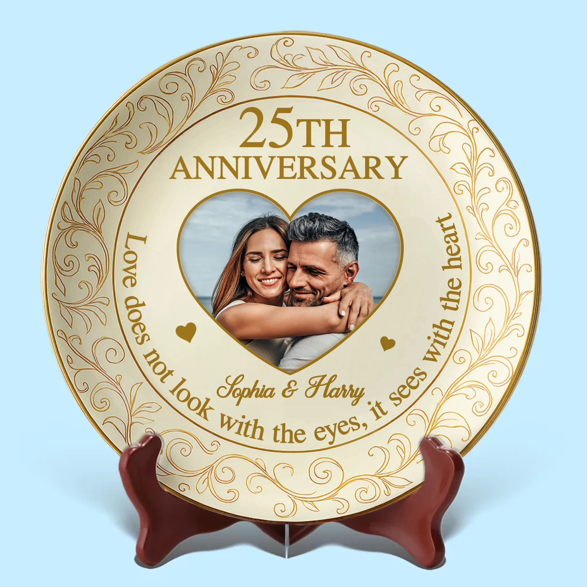 Custom Photo A Love That Lasts - Couple Personalized Custom Ceramic Plate - Gift For Husband Wife, Anniversary - Image 2