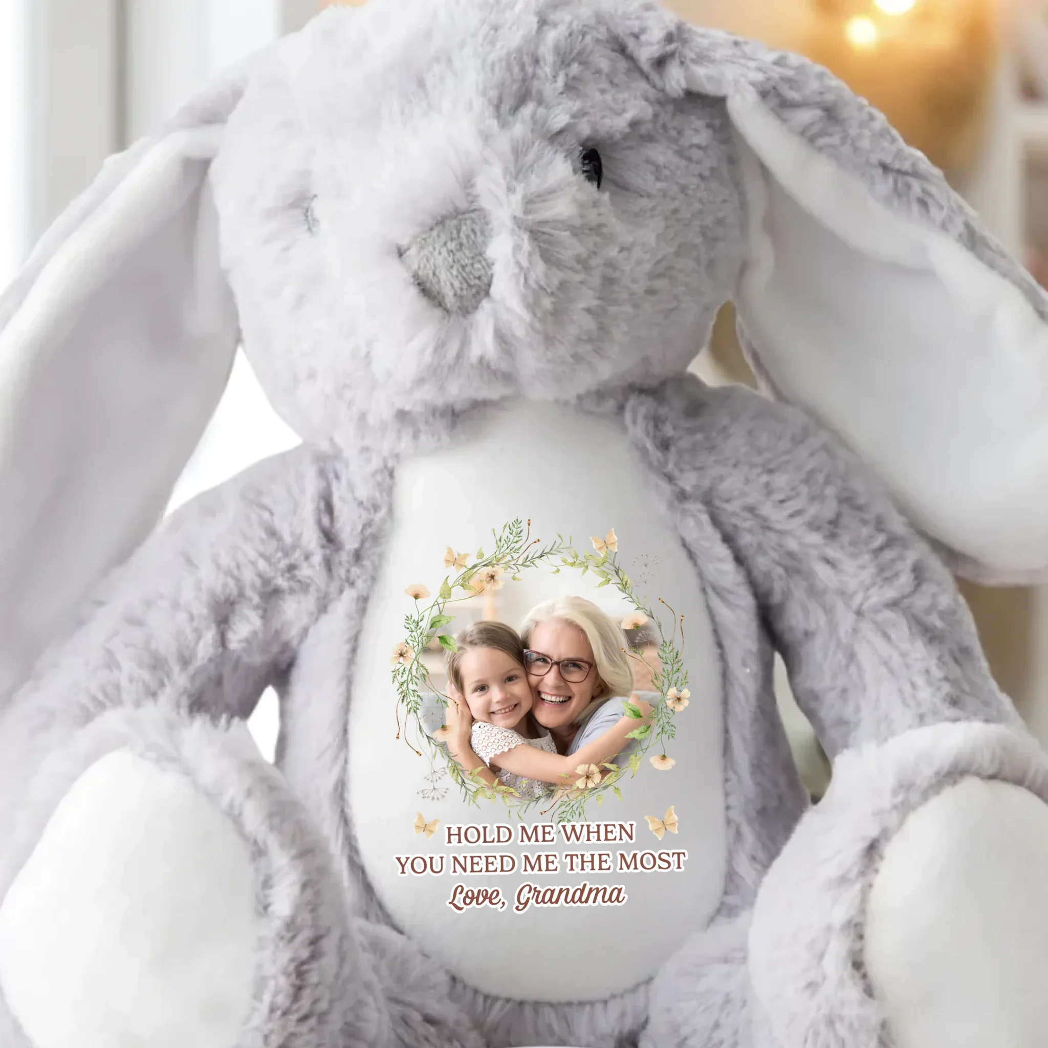 Custom Photo A Loving Hug That Lasts A Lifetime - Family Personalized Custom Easter Bunny Plush - Gift For Family Members - Image 5