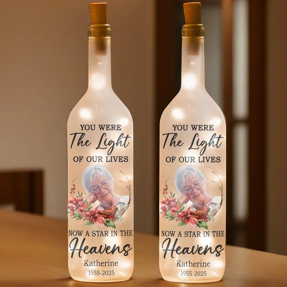 Custom Photo A Memory Is A Keepsake That We Carry With Us - Memorial Personalized Custom Bottle Lamp - Sympathy Gift For Family Members - Image 3
